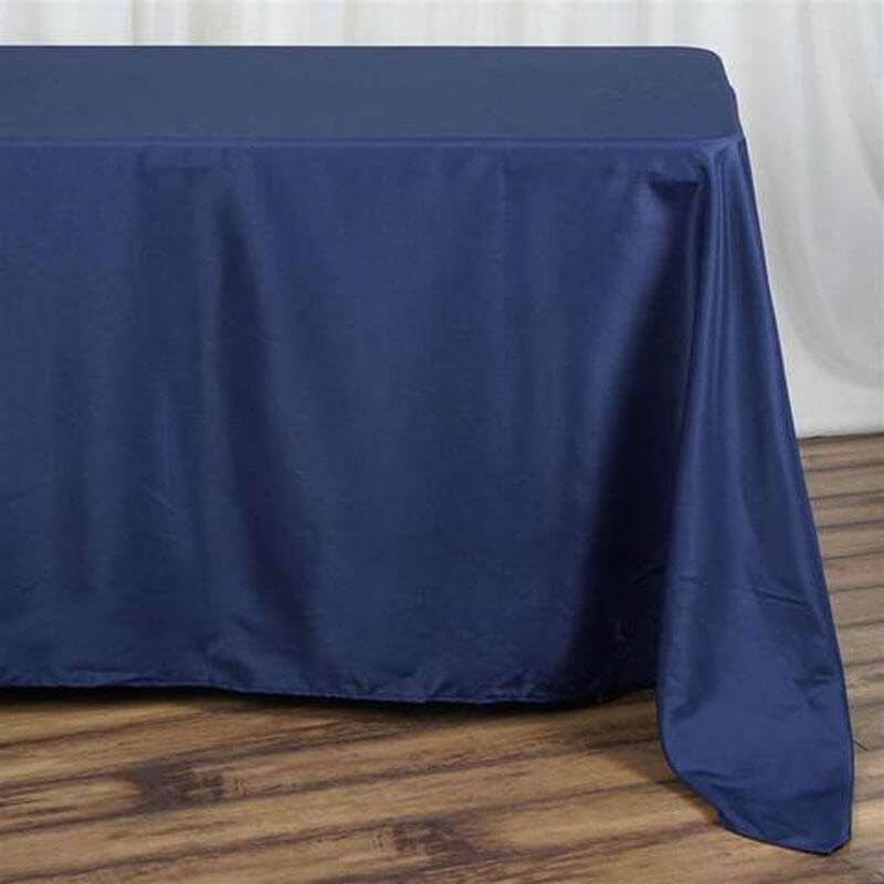Exclusive Navy Blue Polyester 90x132 Rectangle Seamless Wrinkle-Resistant Table Cover
