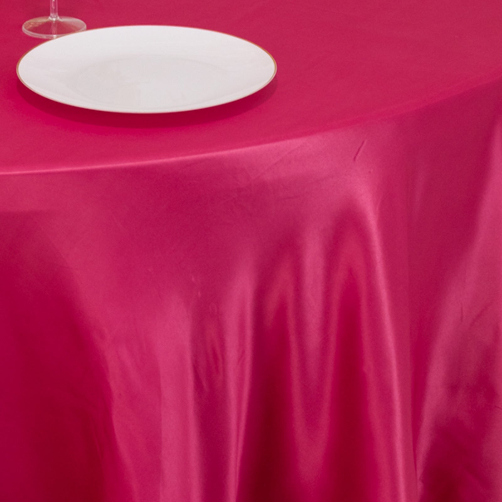 Exclusive Fuchsia Lamour Satin 120" Round Tablecloth - Seamless with Soft Sheen