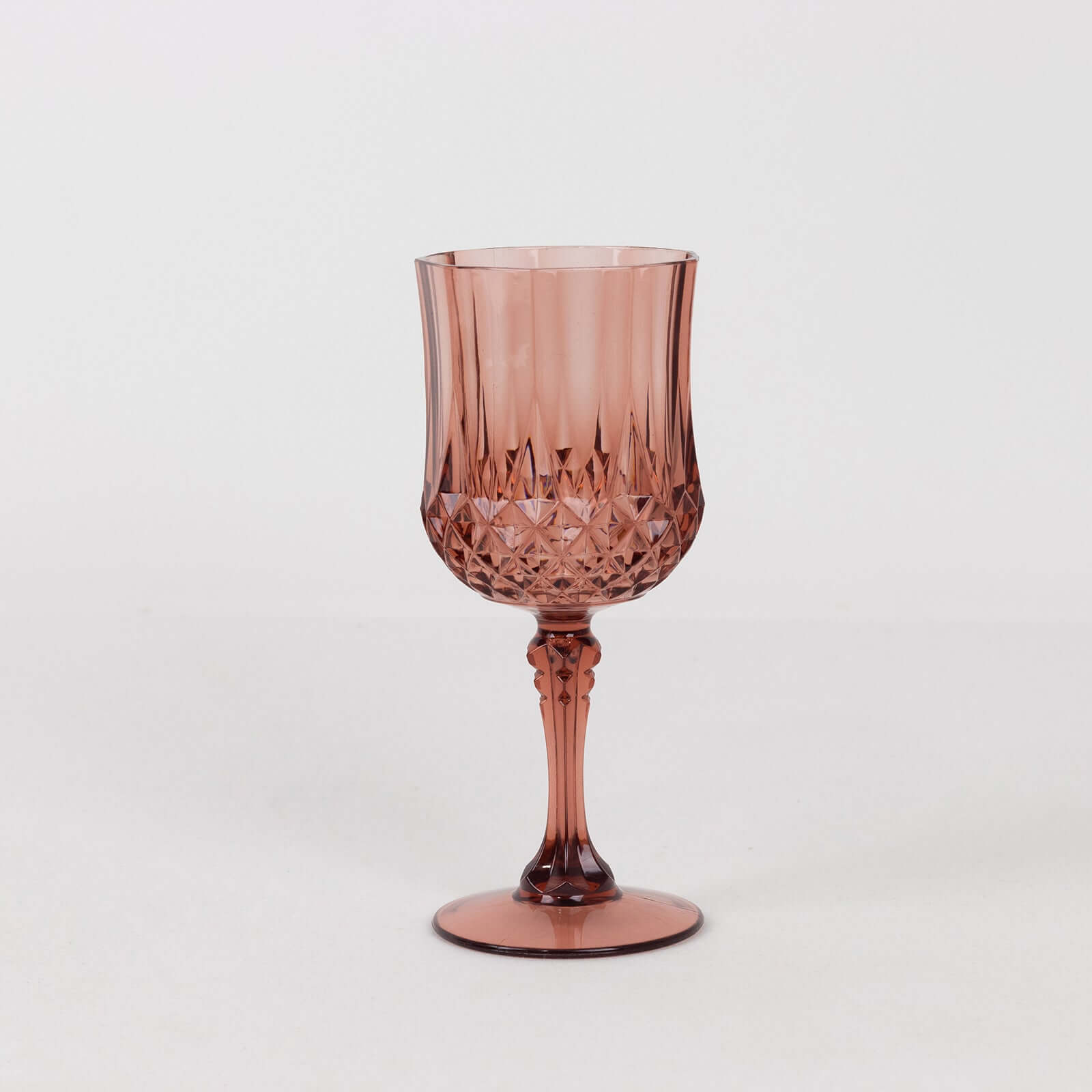 Hot Deal! 6-Pack 8oz Shatterproof Dusty Rose Plastic Cocktail Goblets with Crystal Cut