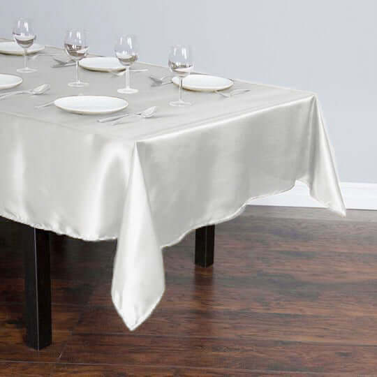 Ivory Satin 60x102 Rectangular Tablecloth - Smooth, Lustrous Table Cover
