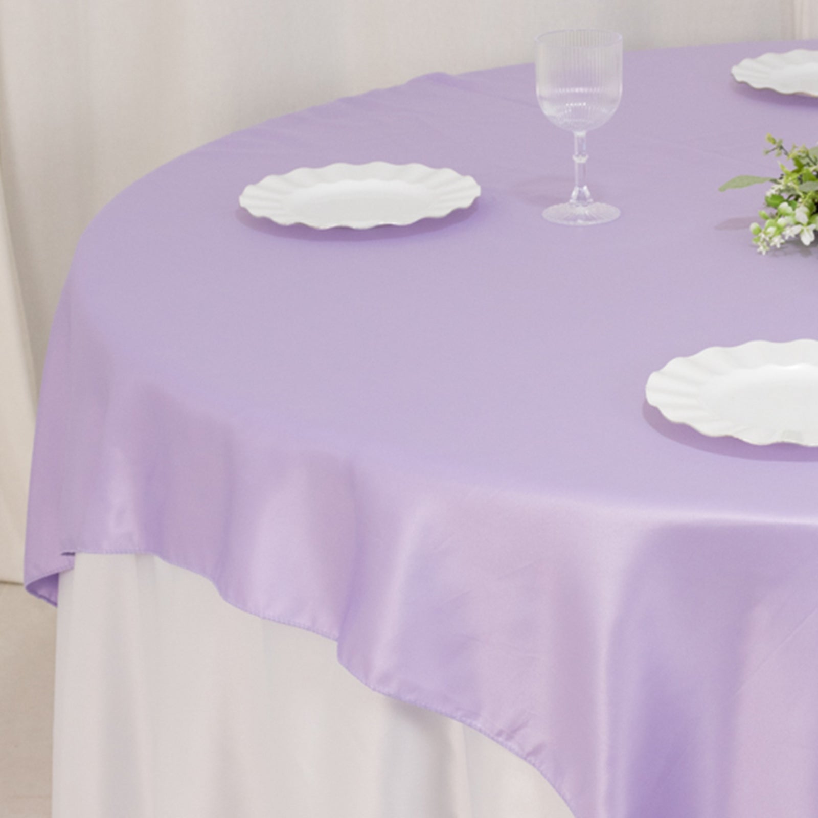 Lavender Lilac Lamour Satin 72x72 Square Table Overlay with Smooth Finish