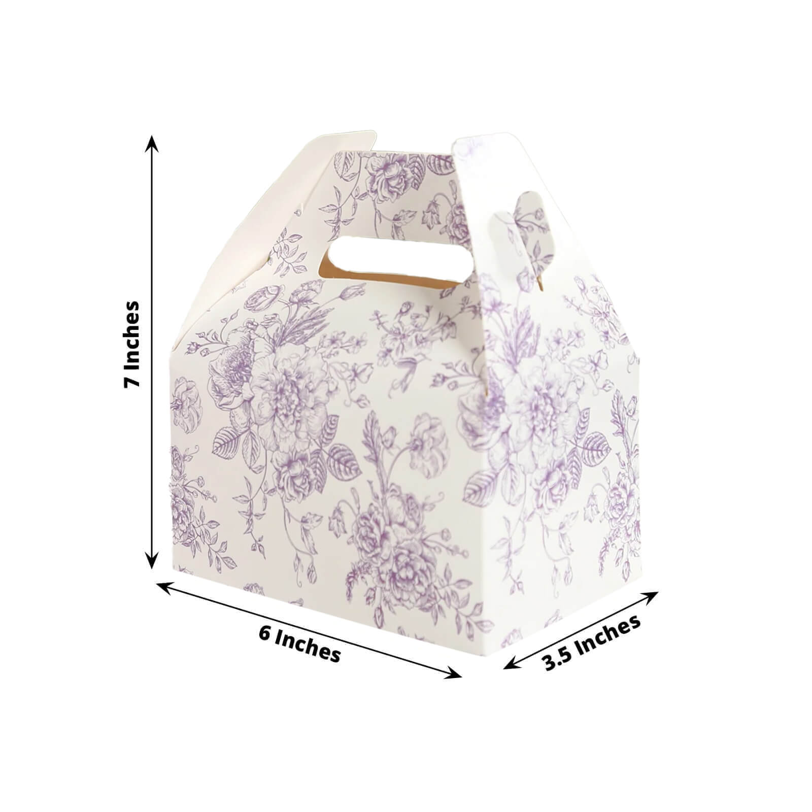 25-Pack Matte Lavender and White French Toile Pattern Candy Tote Gable Boxes in Cardstock