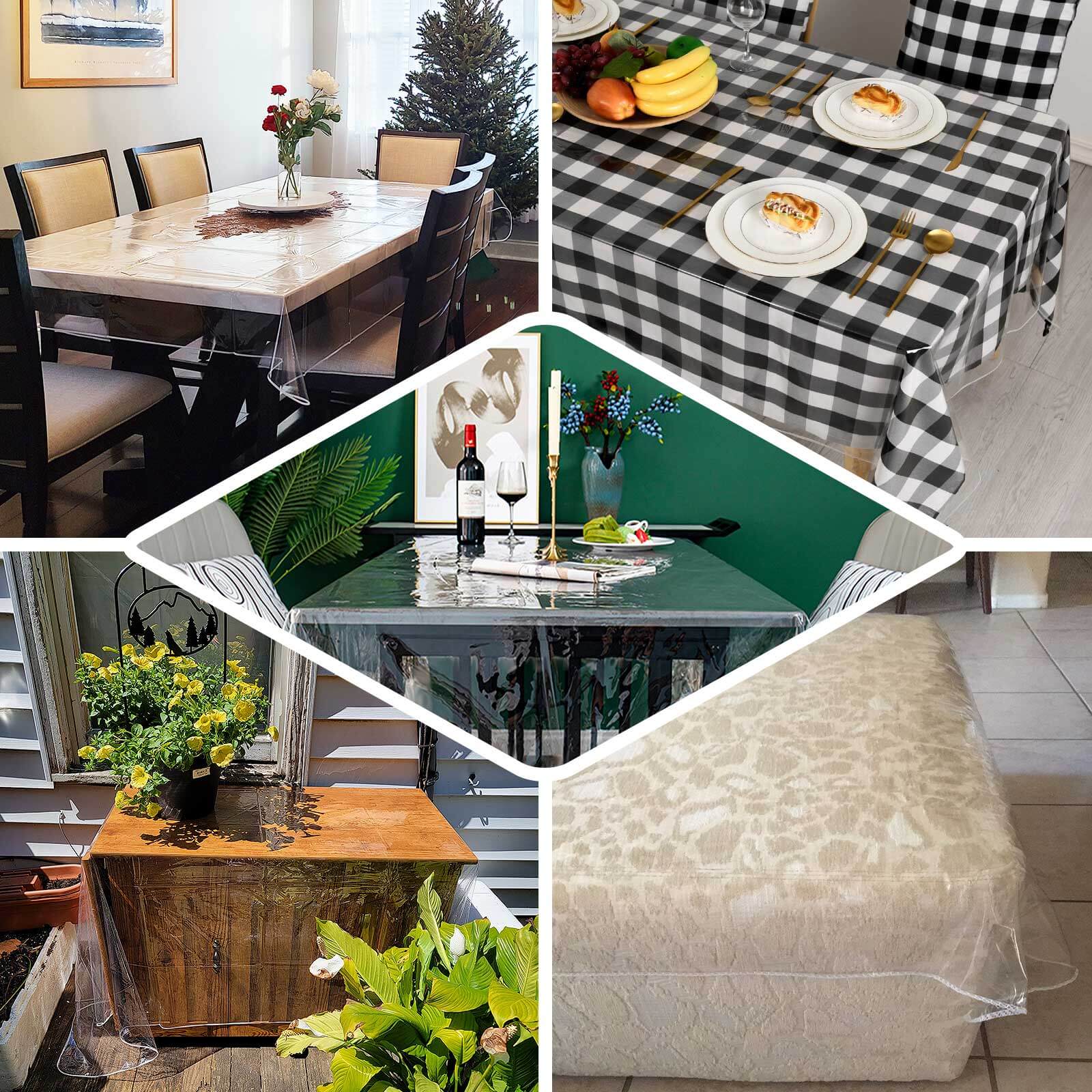 Eco-Friendly Heavy-Duty Clear Vinyl Rectangle Tablecloth 60x108, 10 Mil Thick - Great Value!