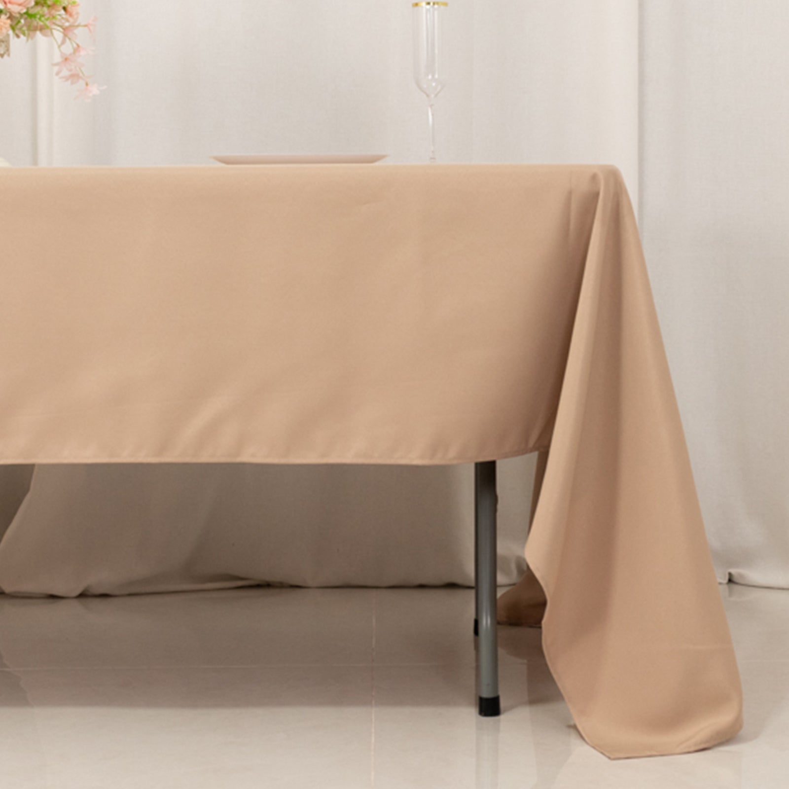 Premium Stain-Resistant 220GSM Polyester Rectangle Tablecloth in Nude - 60x126, Ideal for Events