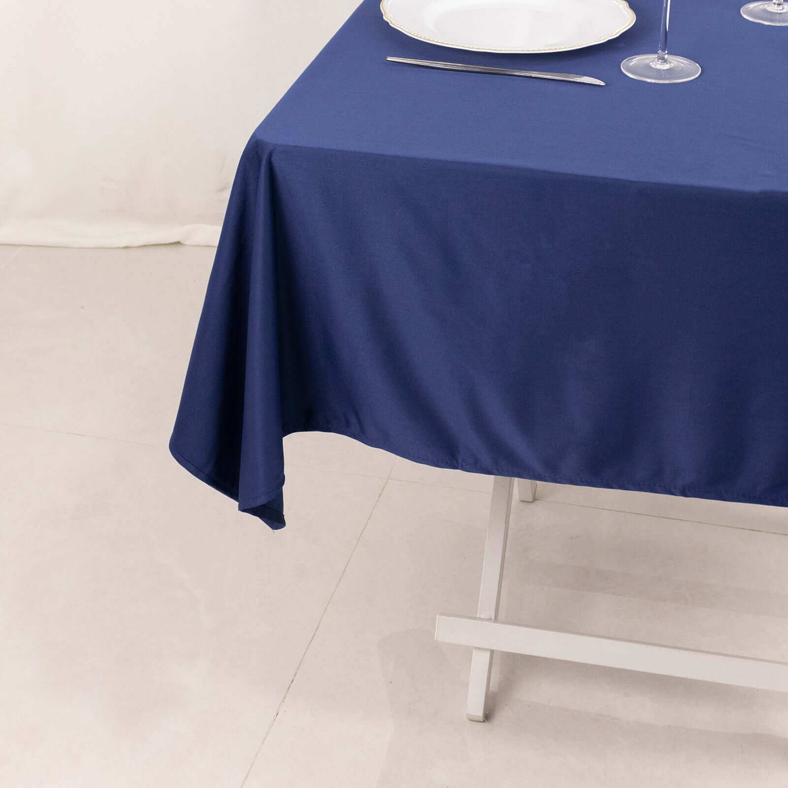 Hot Deal! Navy Blue Premium Scuba 54x54 Square Tablecloth - Wrinkle & Stain Resistant