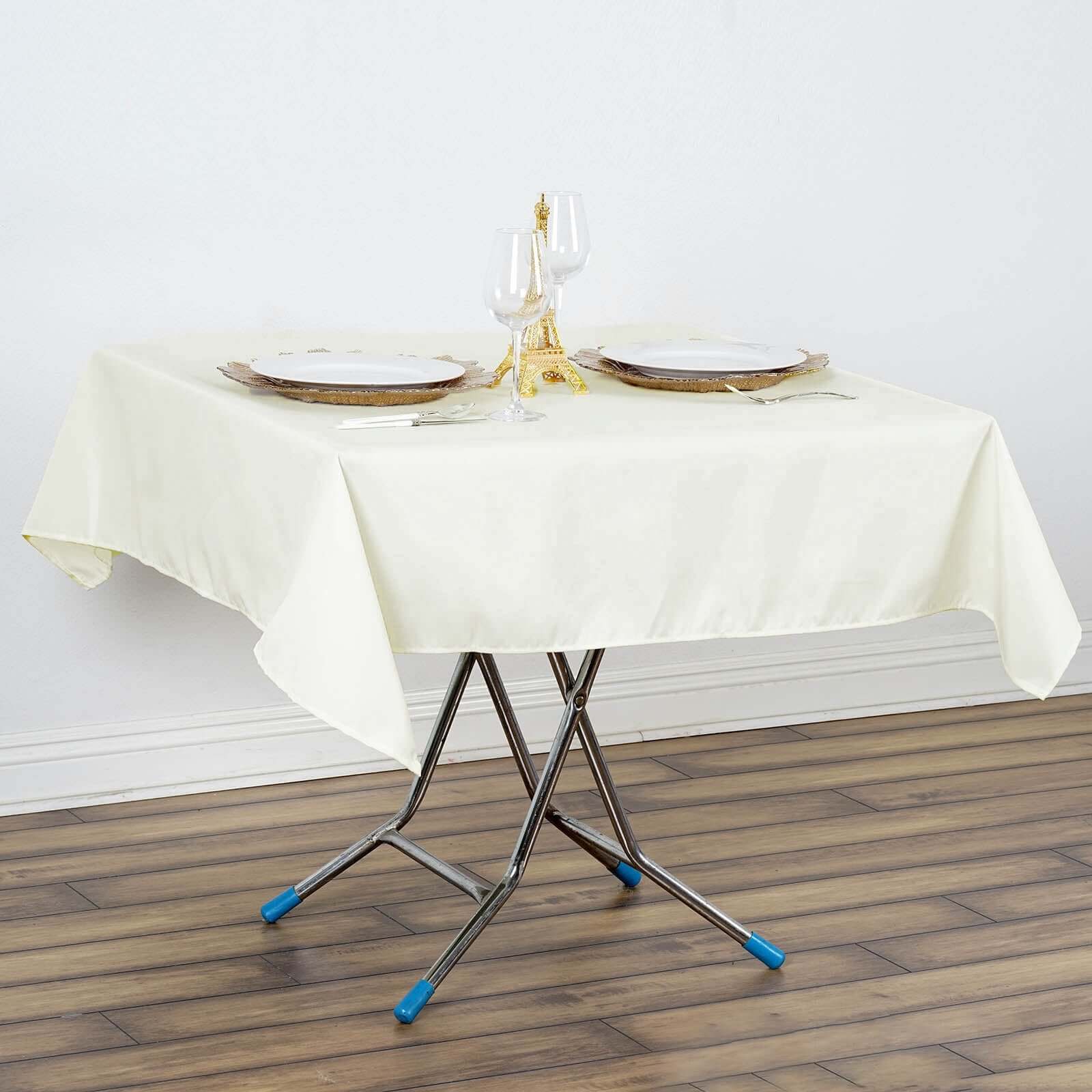 Ivory 54x54 Premium Polyester Tablecloth - Stain & Wrinkle-Resistant, 220GSM
