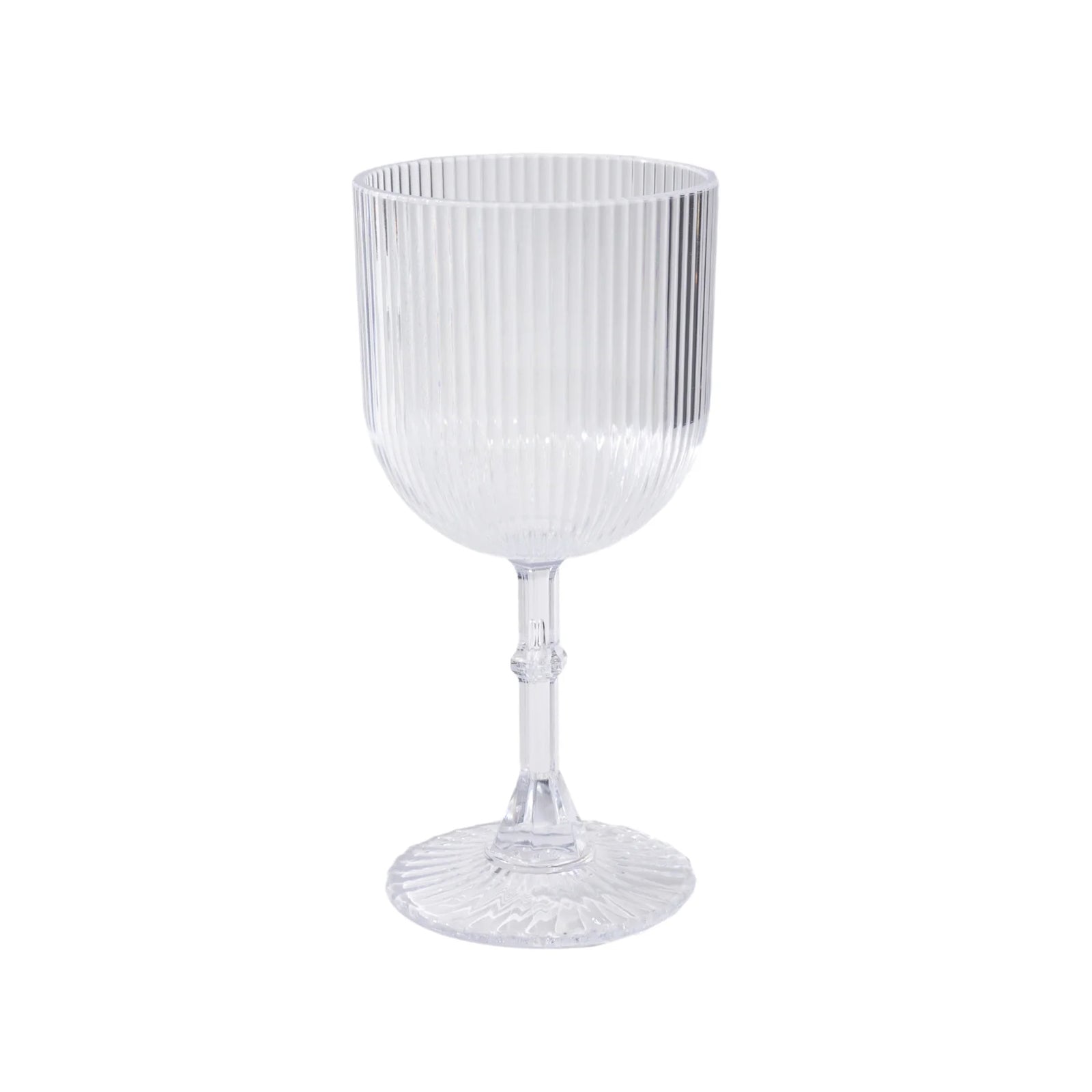 Get 12-Pack of 9oz Clear Vintage Ribbed Reusable Shatterproof Plastic Wine Goblets