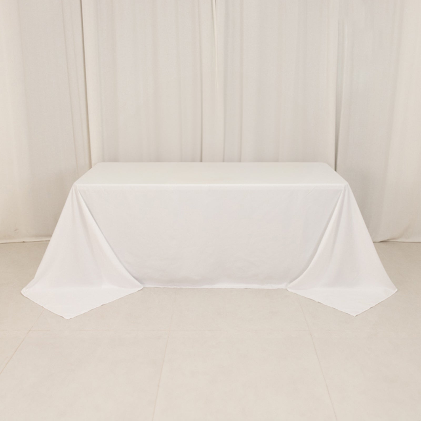 Exclusive White Cotton Blend 90x132 Rectangle Wrinkle - Resistant Tablecloth for Elegant Occasions