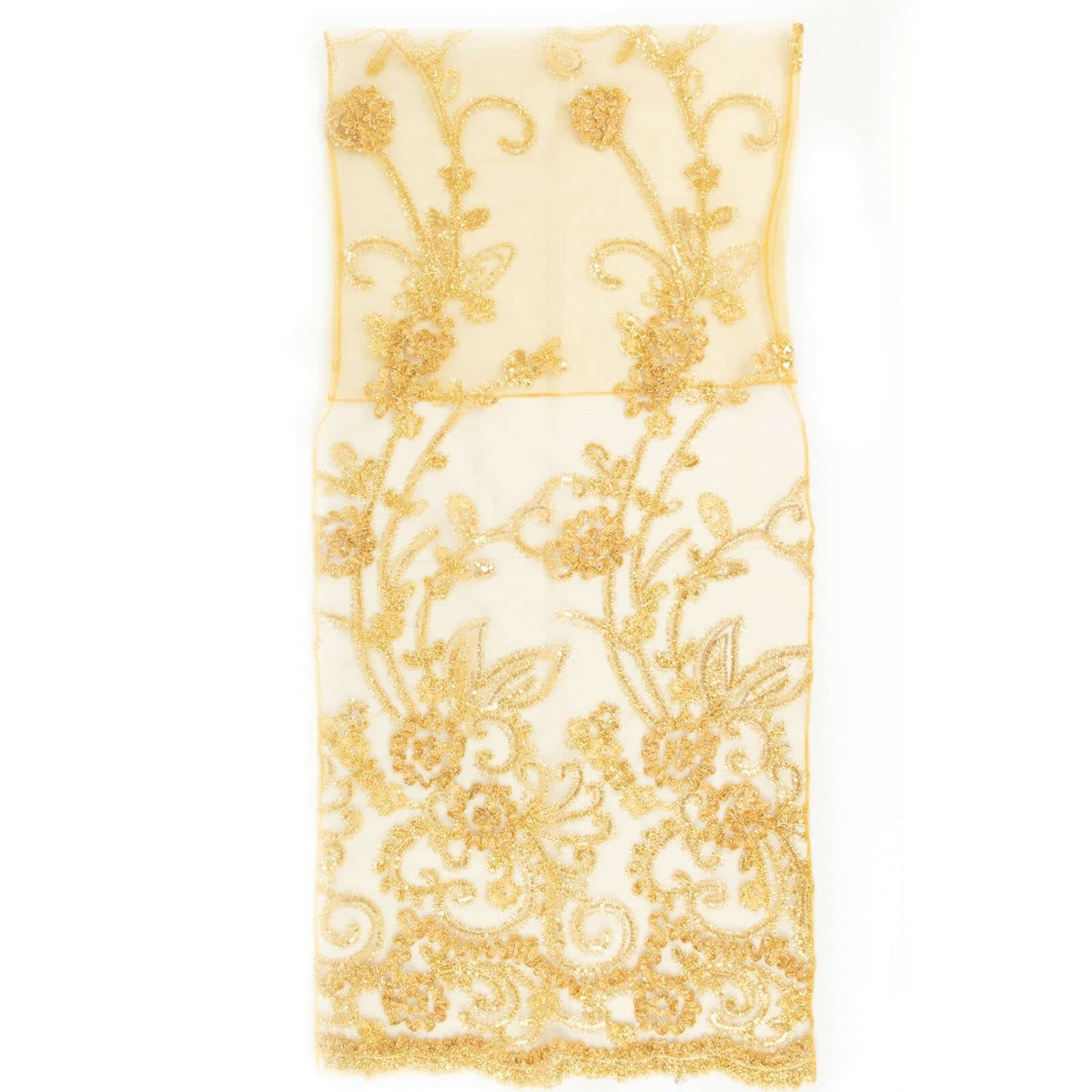 Hot! Gold Floral Sequin Embroidery Organza Chiavari Chair Slipcover