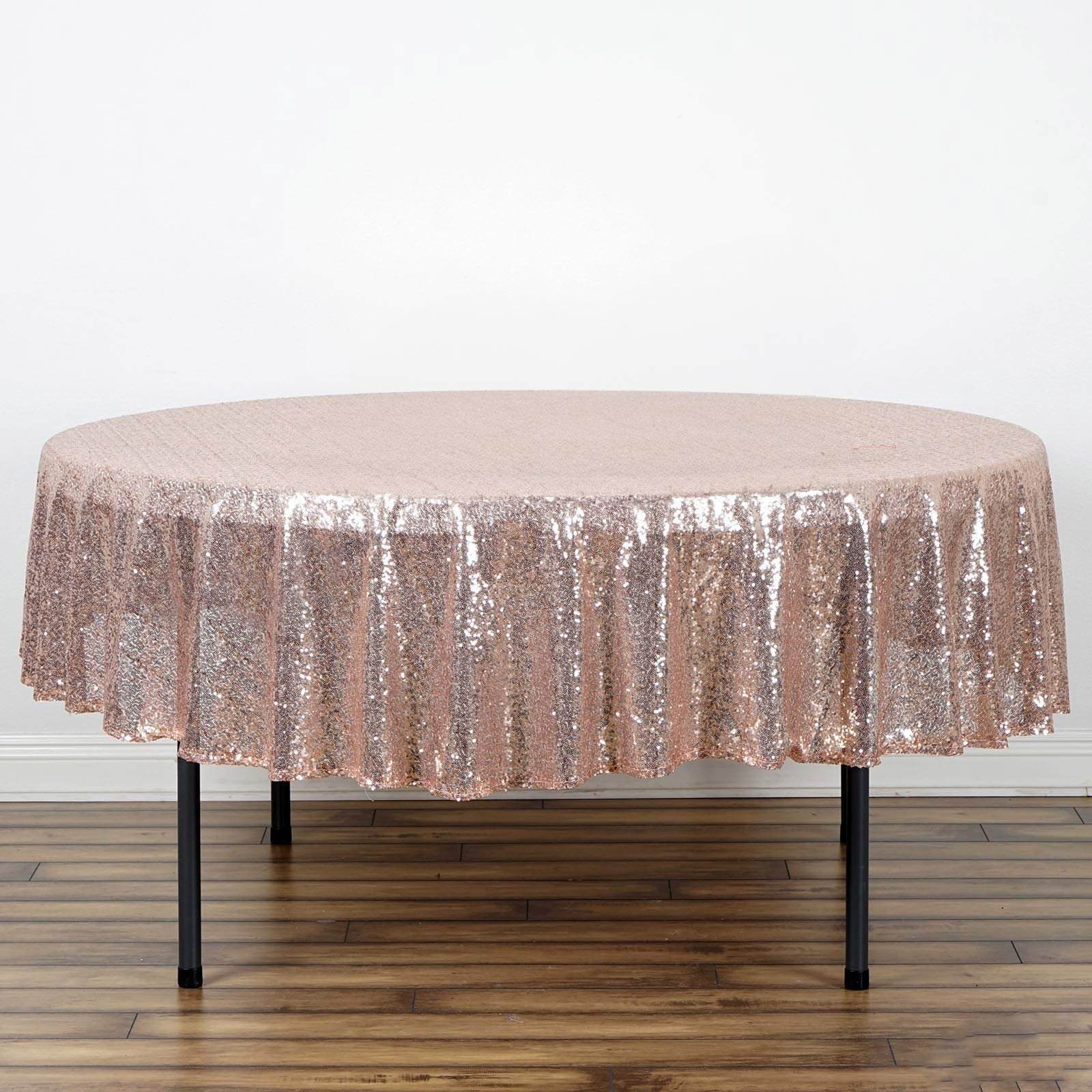 Rose Gold Sequin 90 Round Tablecloth - Sparkling Table Cover