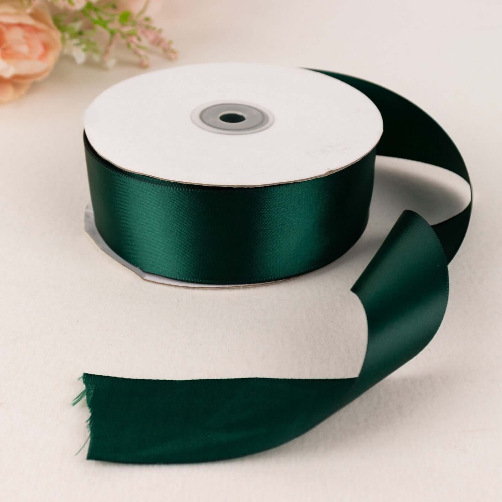 Hot Sale! 50-Yard 1.5-Inch Hunter Emerald Green Single-Face Decorative Polyester Satin Ribbon