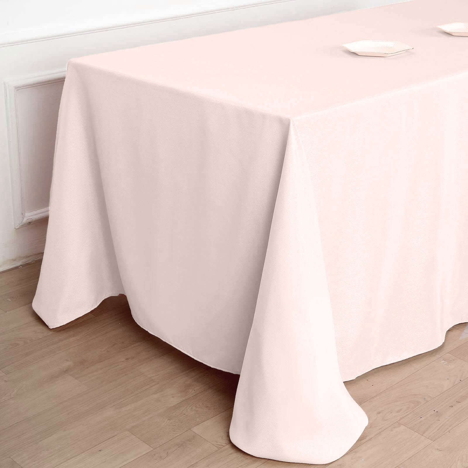 Wrinkle-Resistant Seamless Blush Polyester Rectangle Tablecloth 90x132