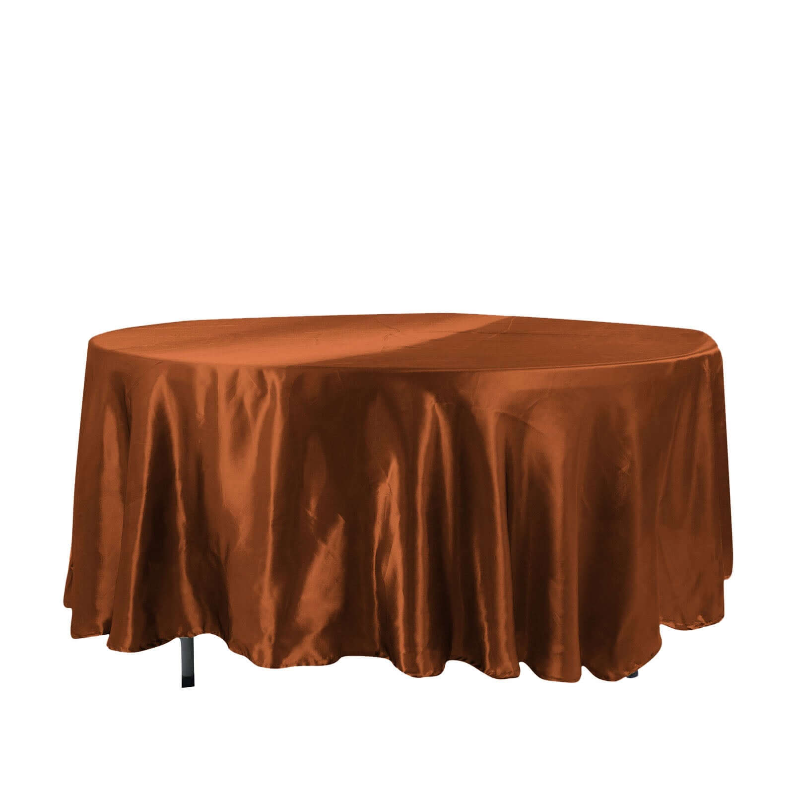 Hot Sale! Smooth and Lustrous Cinnamon Brown Satin Round Tablecloth, 108 Inches in Diameter