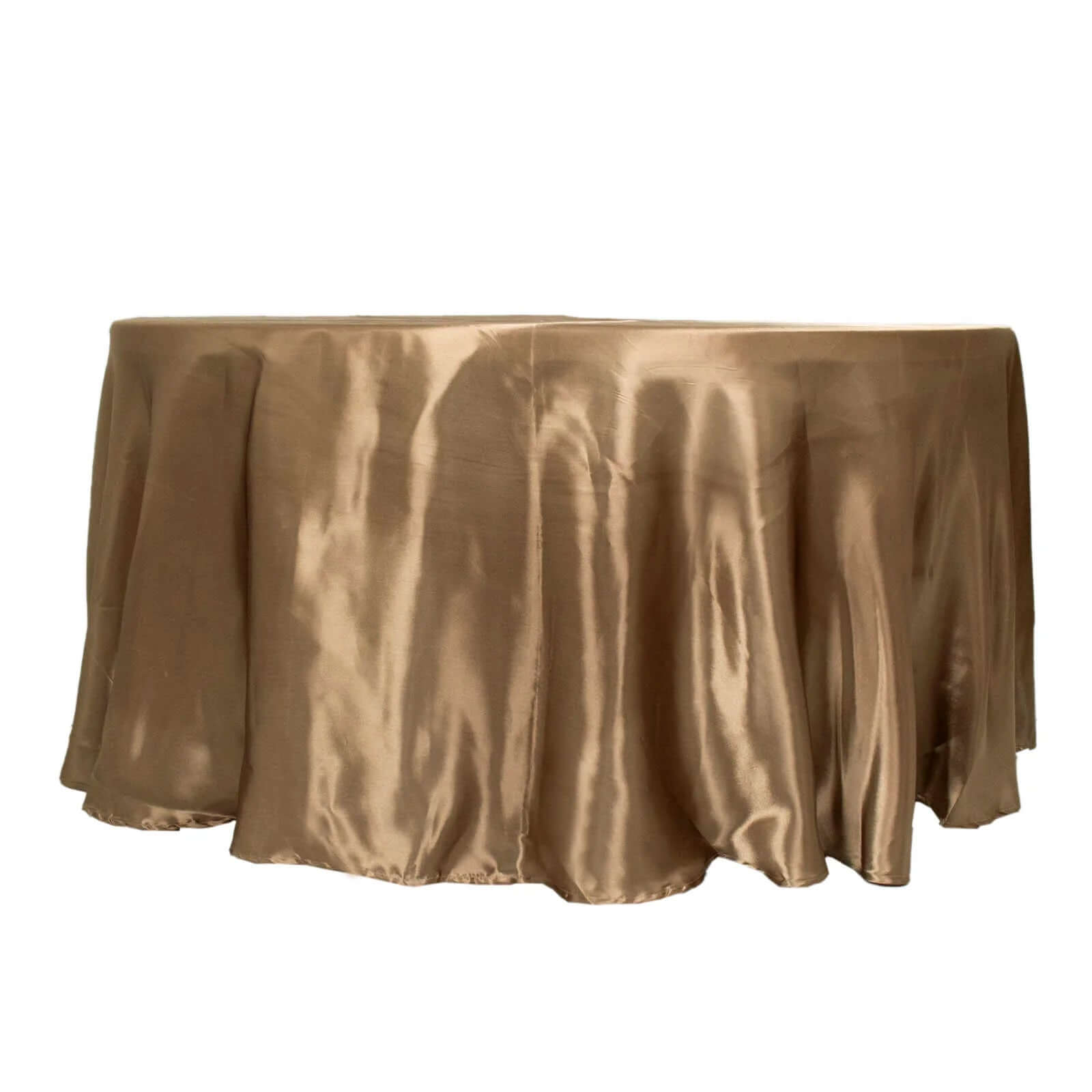 Stylish Seamless Satin Round Tablecloth in Taupe - 120 Inches for Special Events
