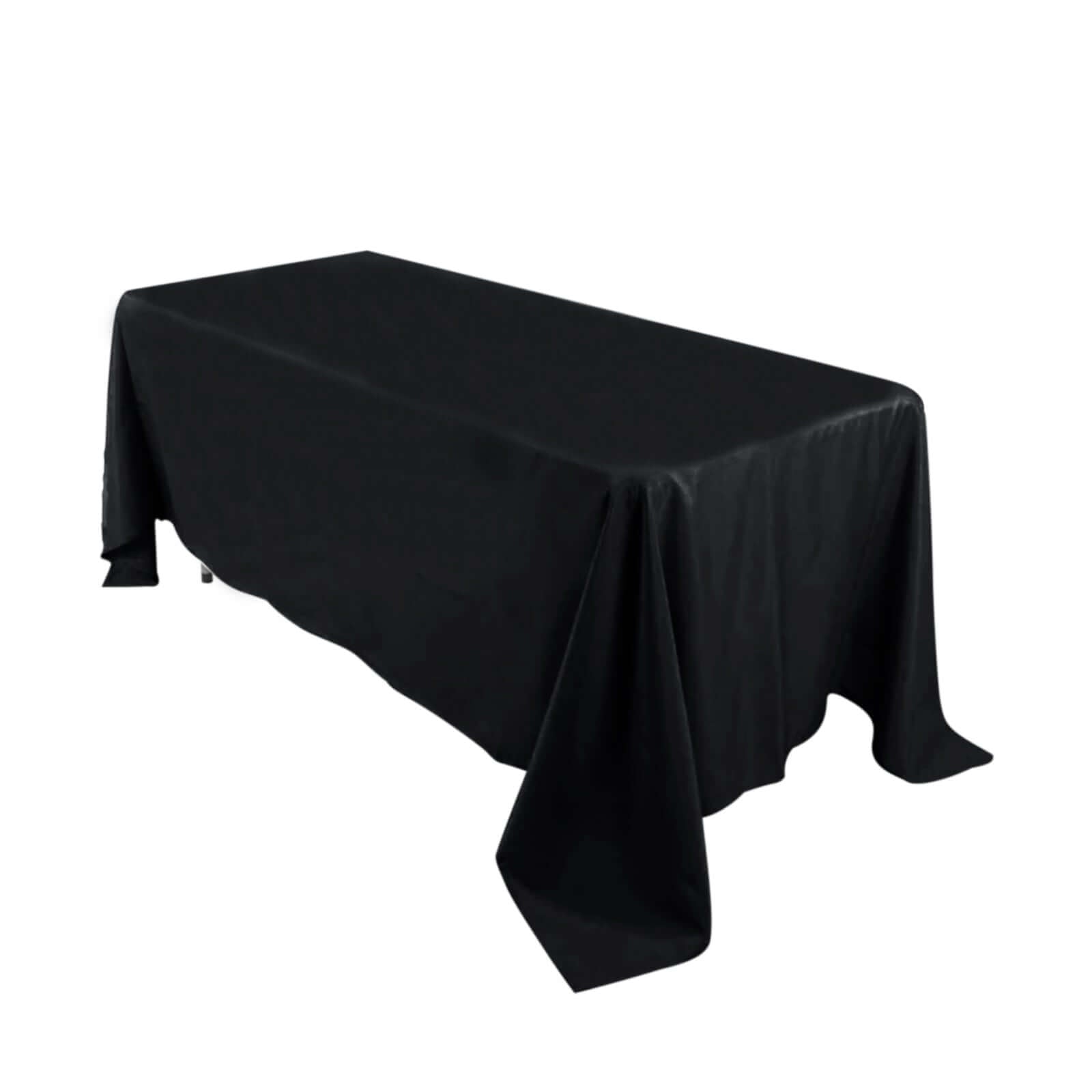 220GSM Stain-Resistant Black Premium Polyester Rectangle Tablecloth 72x120