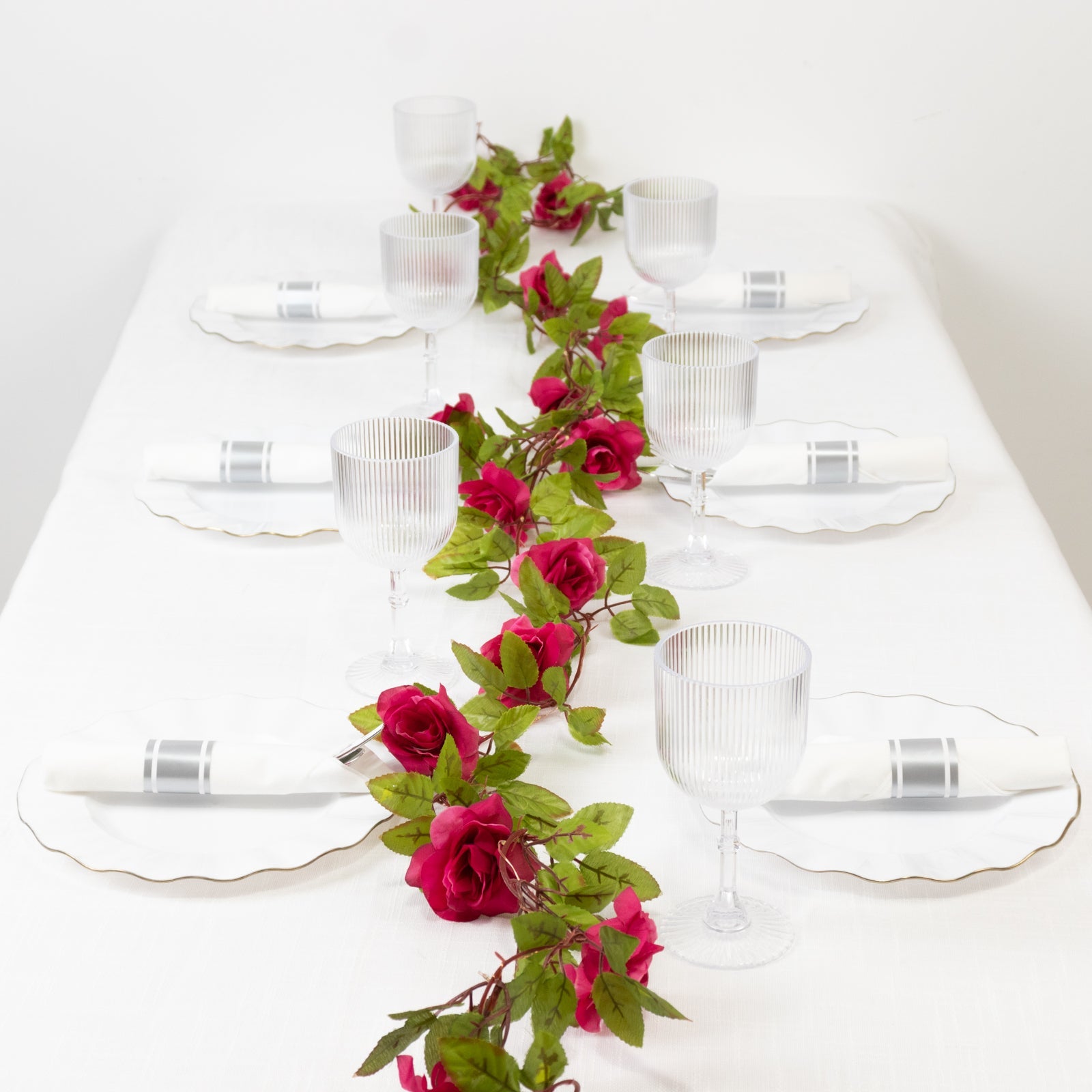 Hot Sale! 7-Foot LED Red Silk Rose Flower Garland with 20 Warm White Battery-Operated Lights