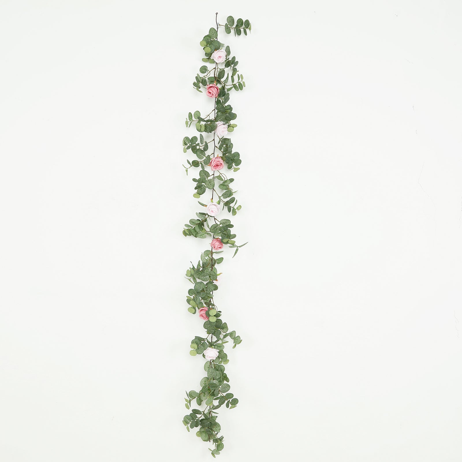 6ft Artificial Eucalyptus Garland with Blush and Dusty Rose Silk Roses - Perfect for Decor