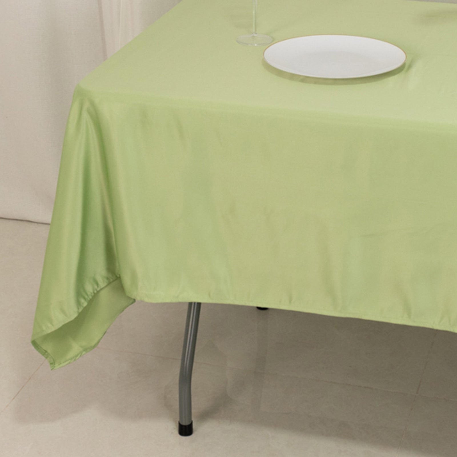 Lamour Satin Sage Green Rectangle Tablecloth - Durable & Soft, 60x102