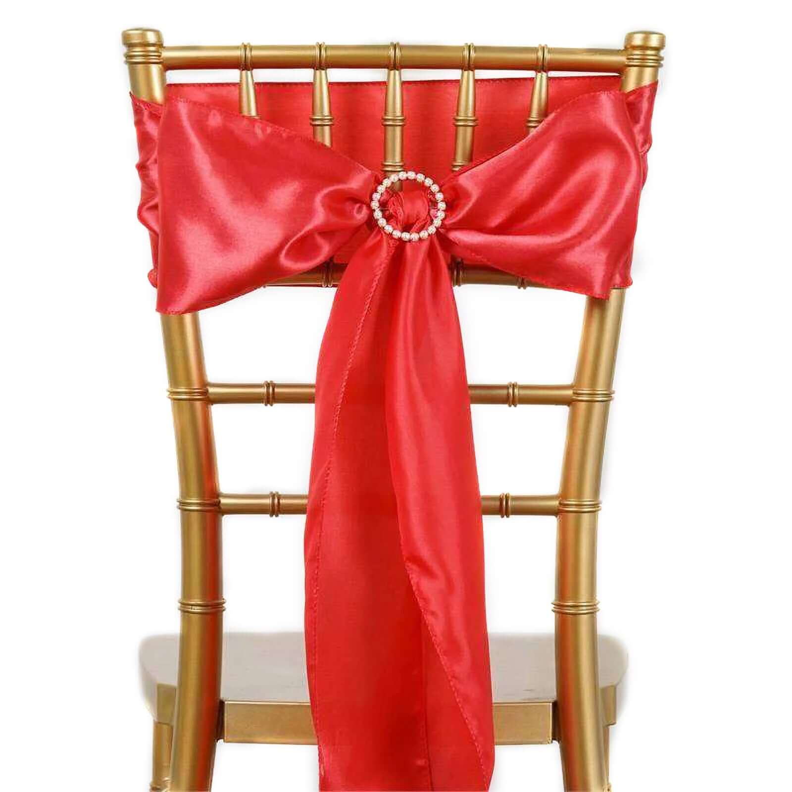 Hot Deal! 5-Pack Red Satin Chair Sashes with Shiny Finish, 6x106