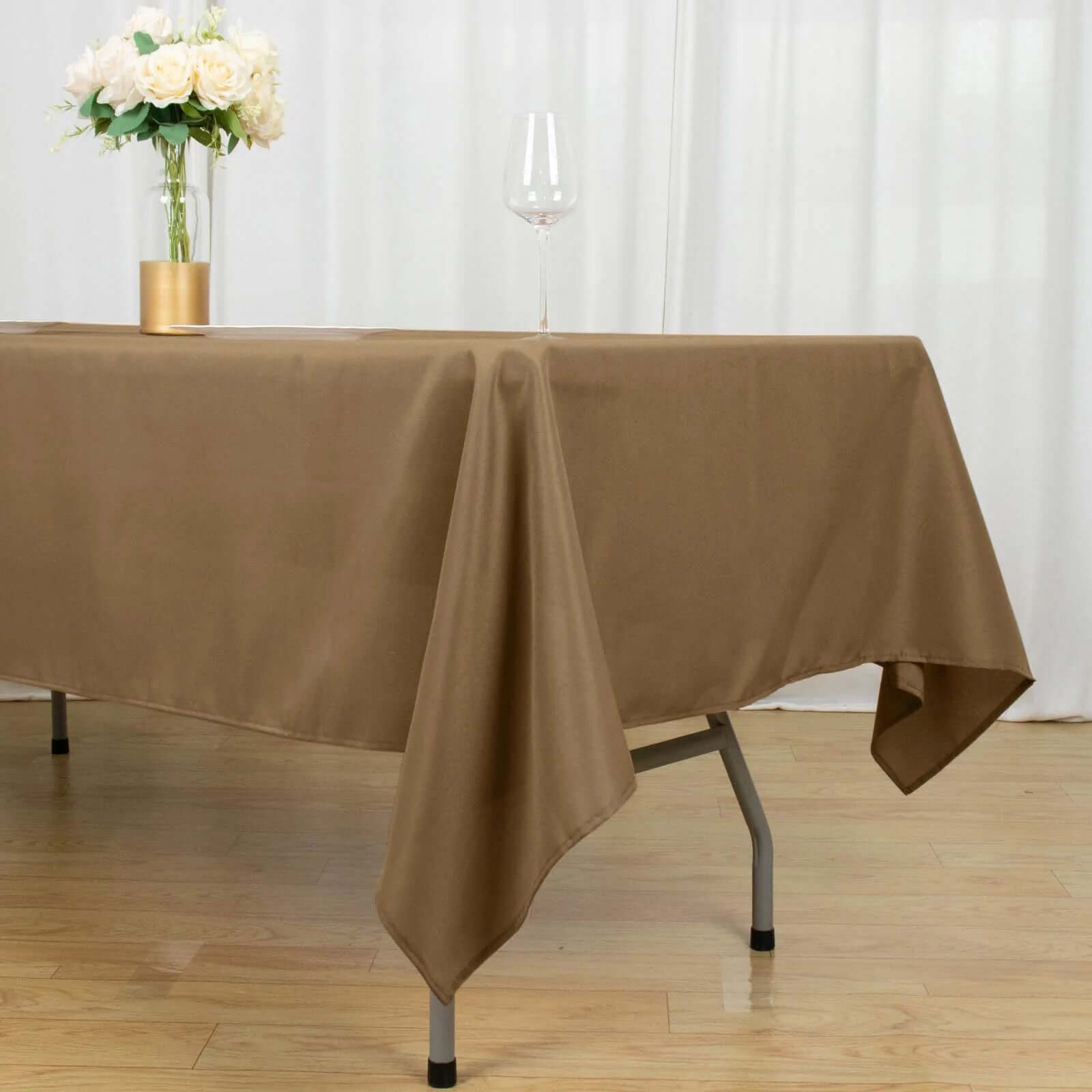 Stylish and Durable Taupe Polyester Rectangle Tablecloth (60x102) - Perfect for Events