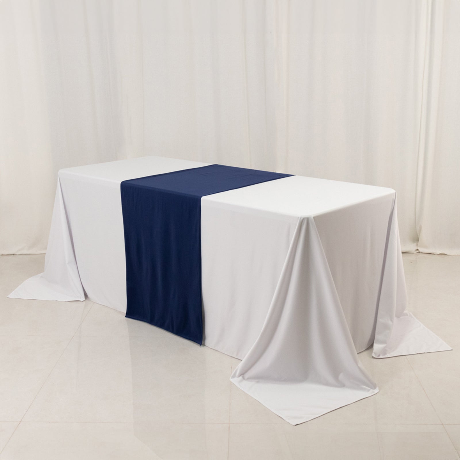 Navy Blue Durable Polyester 24x72 Table Runner for Trade Shows