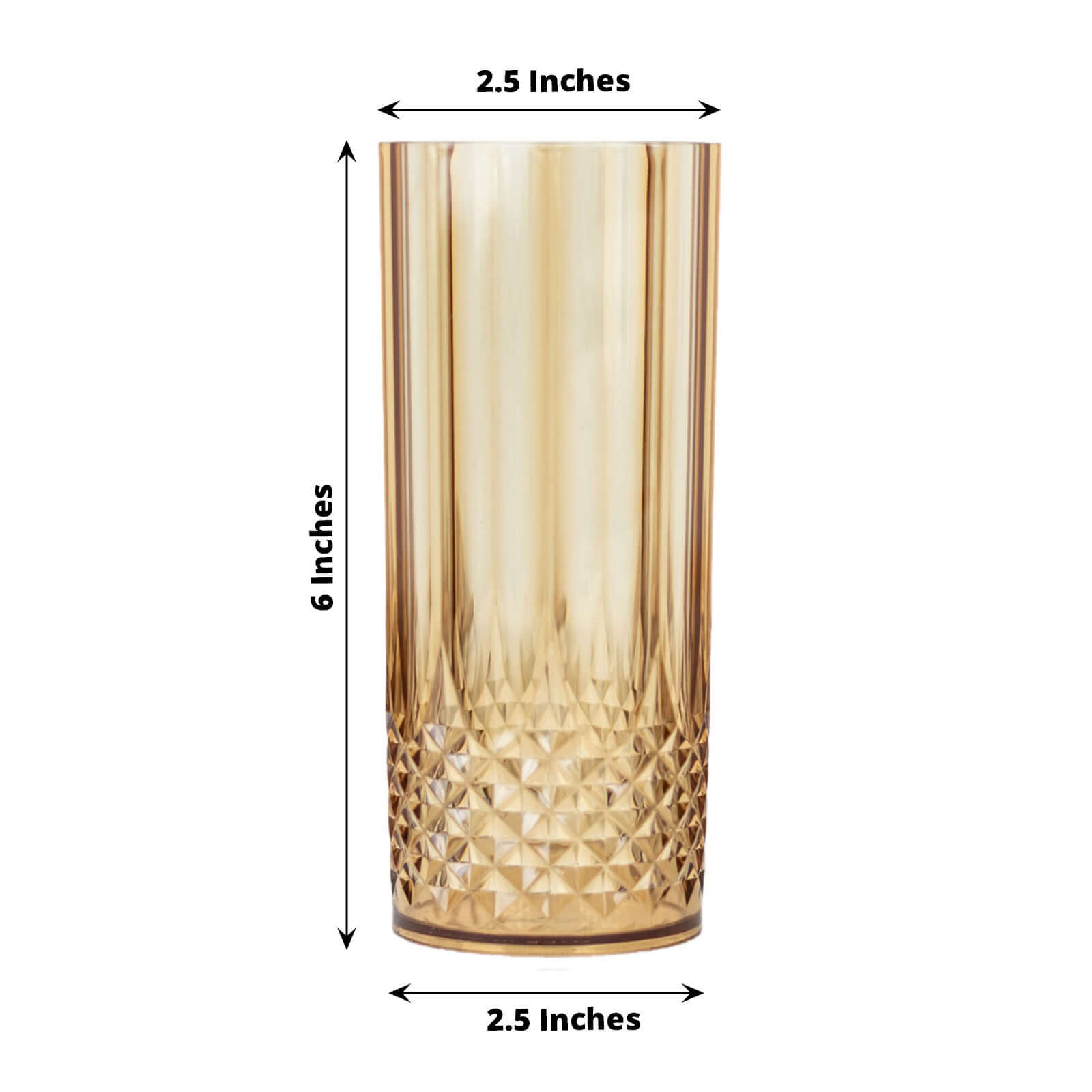 14oz Shatterproof 6-Pack Amber Gold Plastic Cocktail Tumblers with Crystal Cut Style