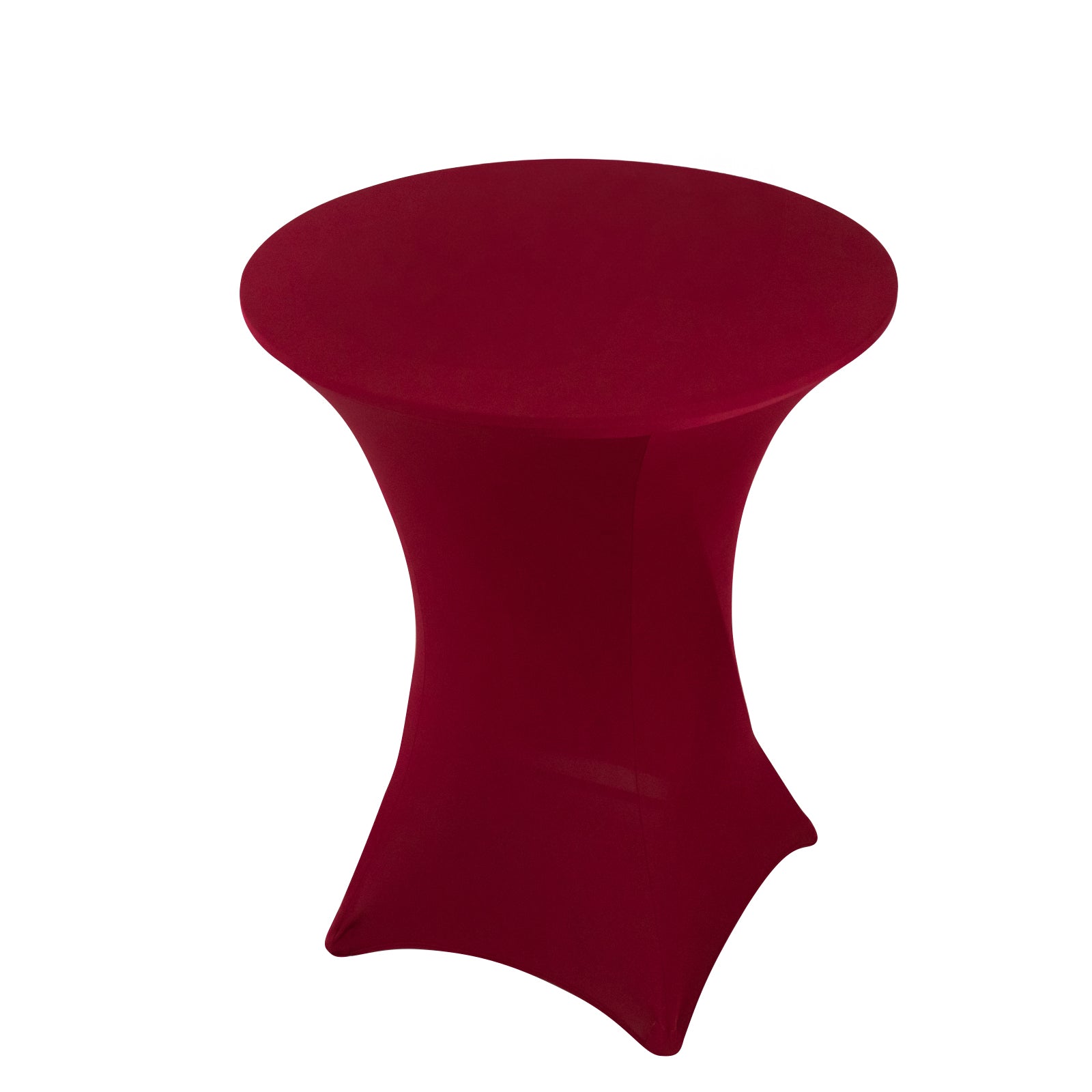 Burgundy Spandex Stretch Fitted Cocktail Table Cover - Easy to Maintain, 33 - 36 Round
