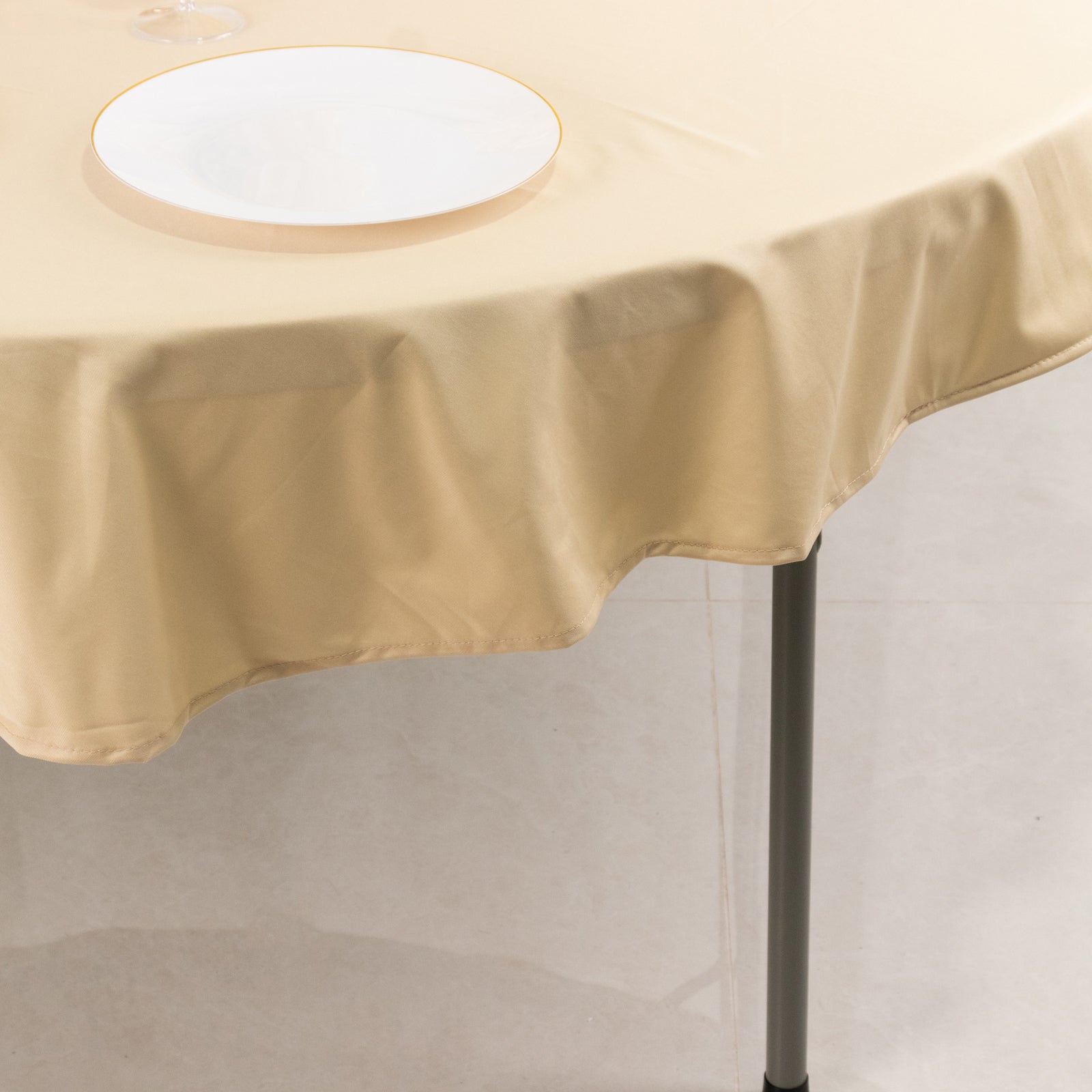 Premium Beige 70' Round Scuba Tablecloth - Wrinkle & Stain Free