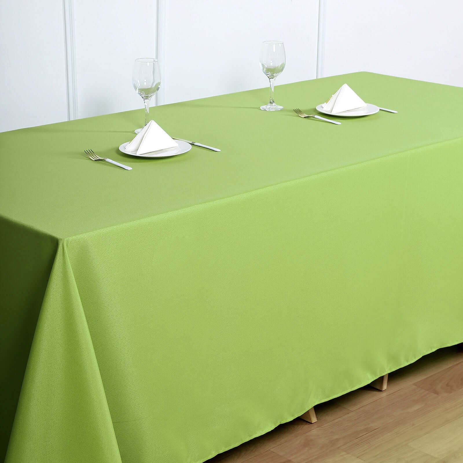 Wrinkle-Resistant Seamless Apple Green Polyester 90x132 Rectangle Tablecloth