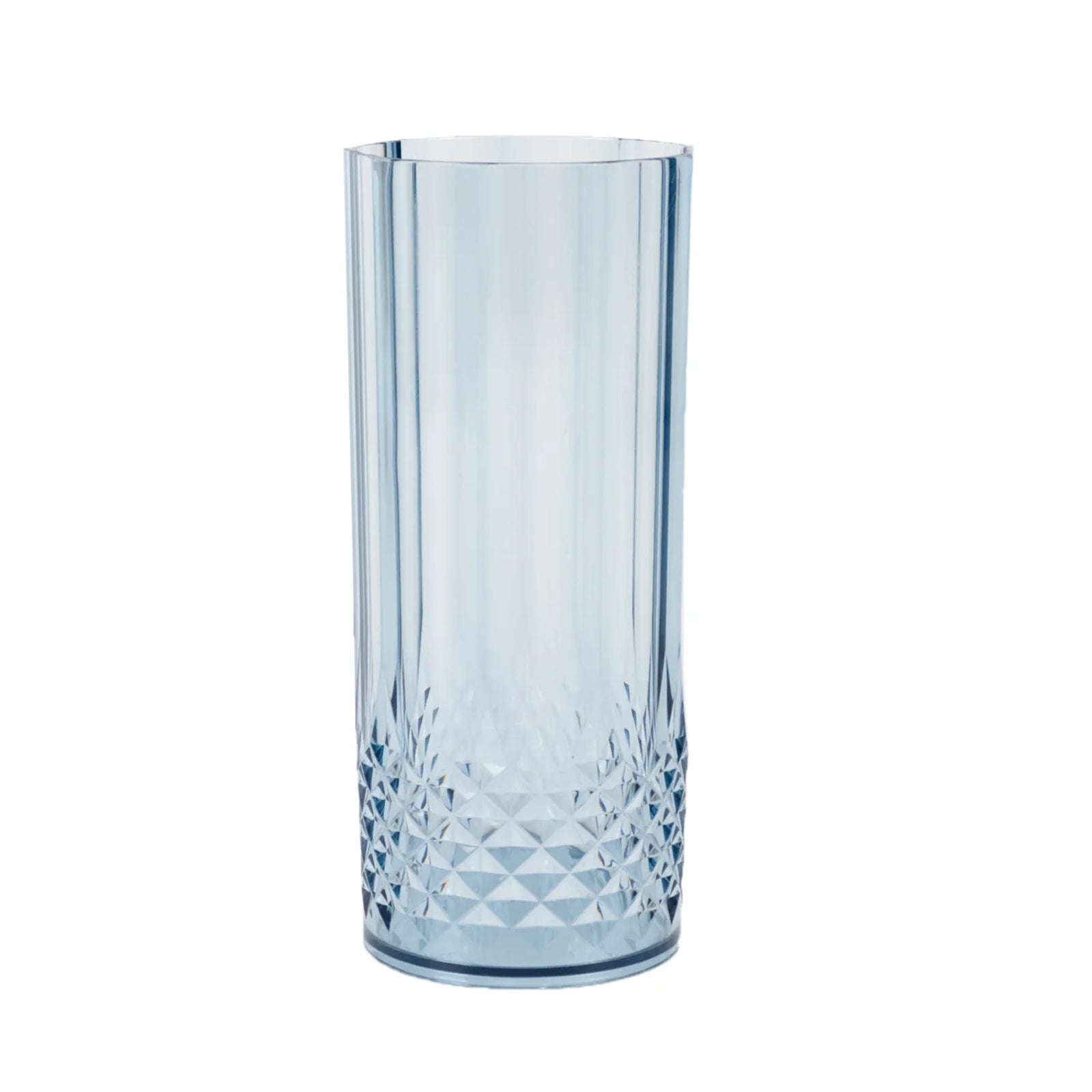 6-Pack Shatterproof 14oz Dusty Blue Plastic Cocktail Tumblers - Crystal Cut Style