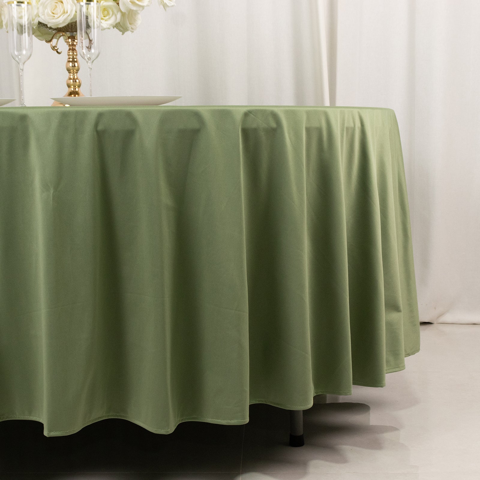 Wrinkle-Free & Stain-Resistant Premium Scuba 108-Inch Round Dusty Sage Green Tablecloth