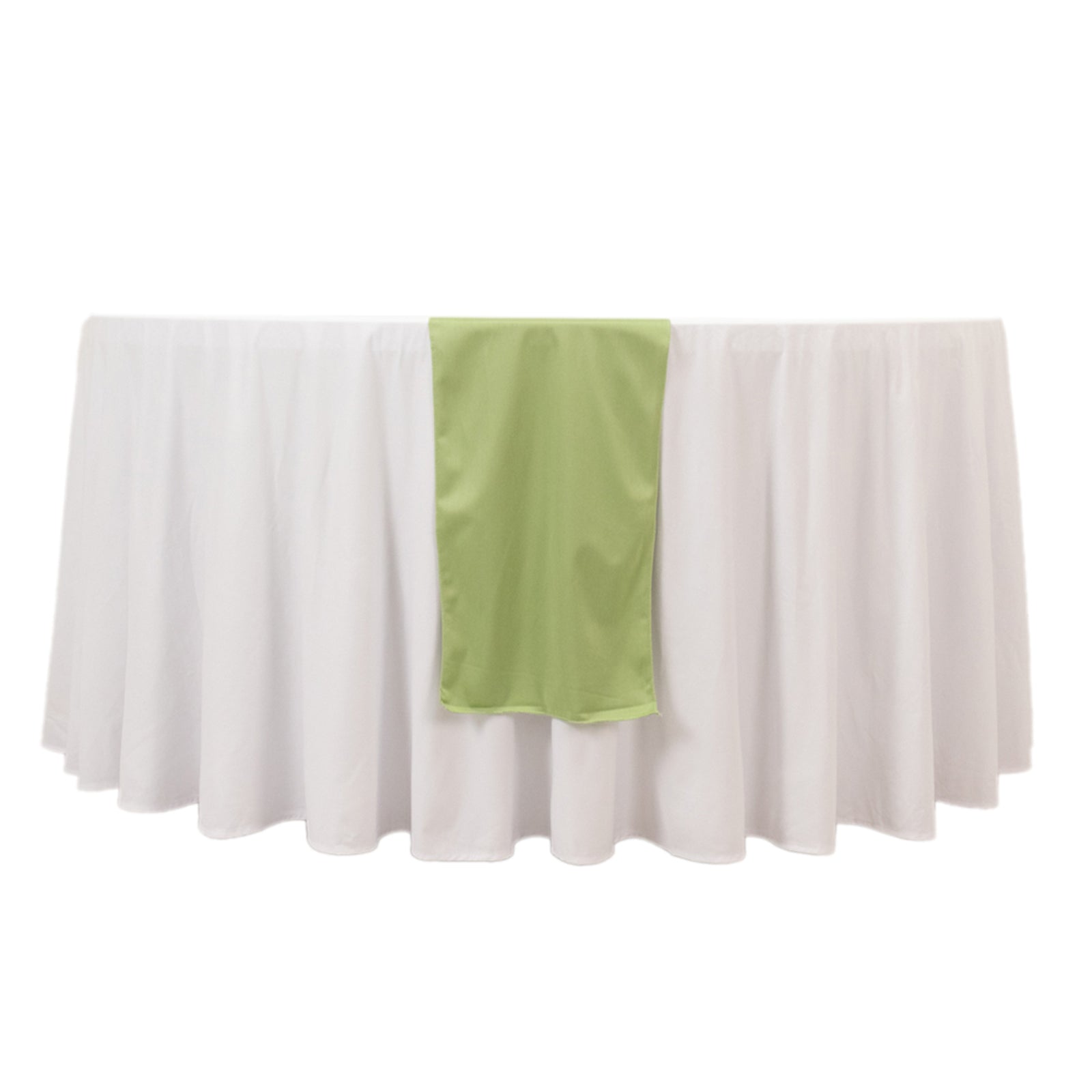 Premium Wrinkle-Free Sage Green Scuba Polyester Table Runner (12x108 Inches) for Events