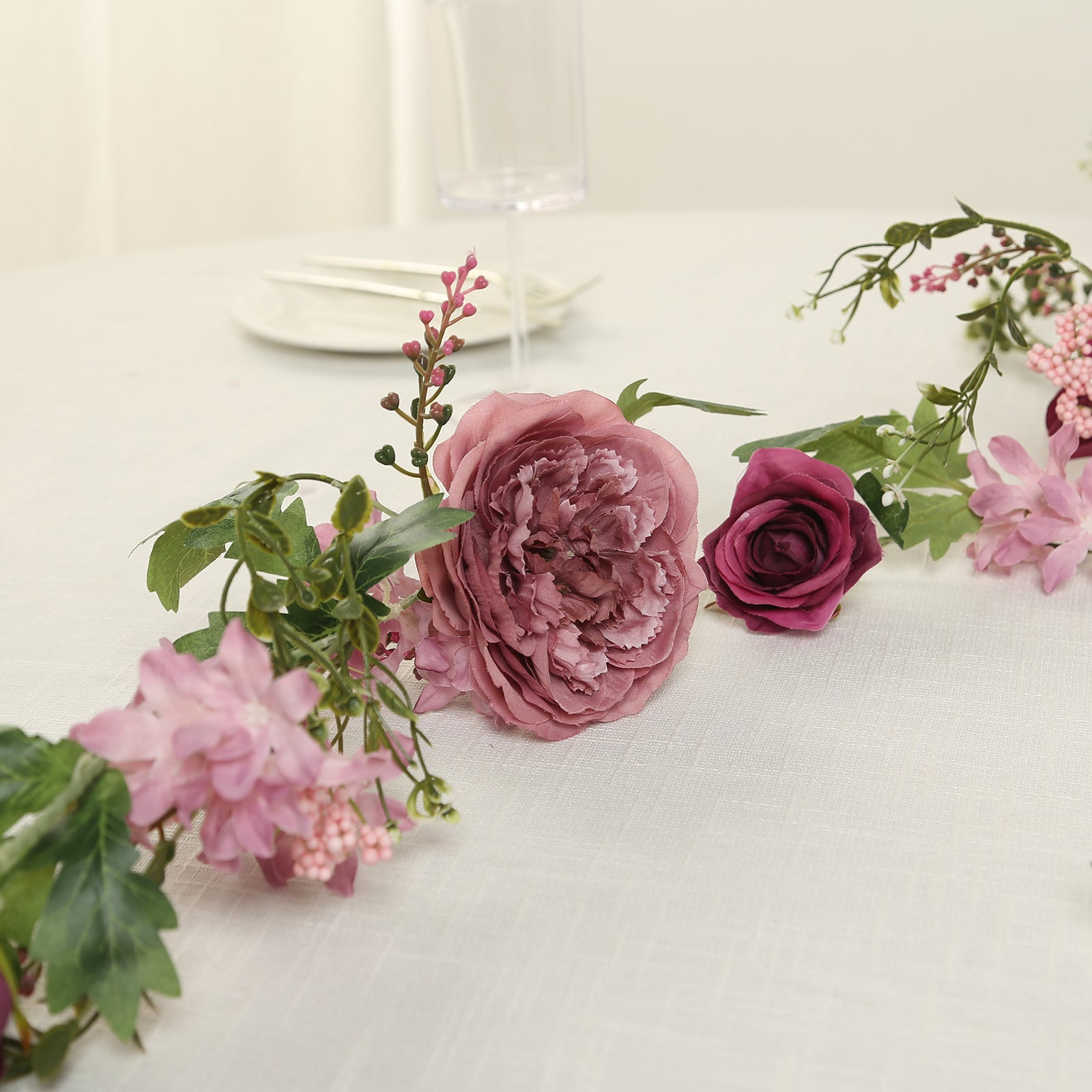 Hot! 6ft Dusty Rose Artificial Silk Peony & Rose Flower Garland