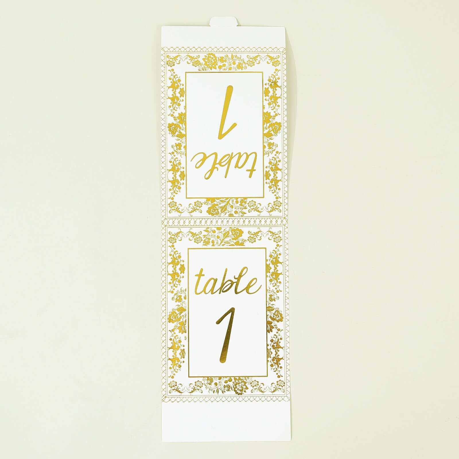 25-Piece Set of Double-Sided Free-Standing Wedding Table Numbers 1-25 in White & Metallic Gold French Toile Style
