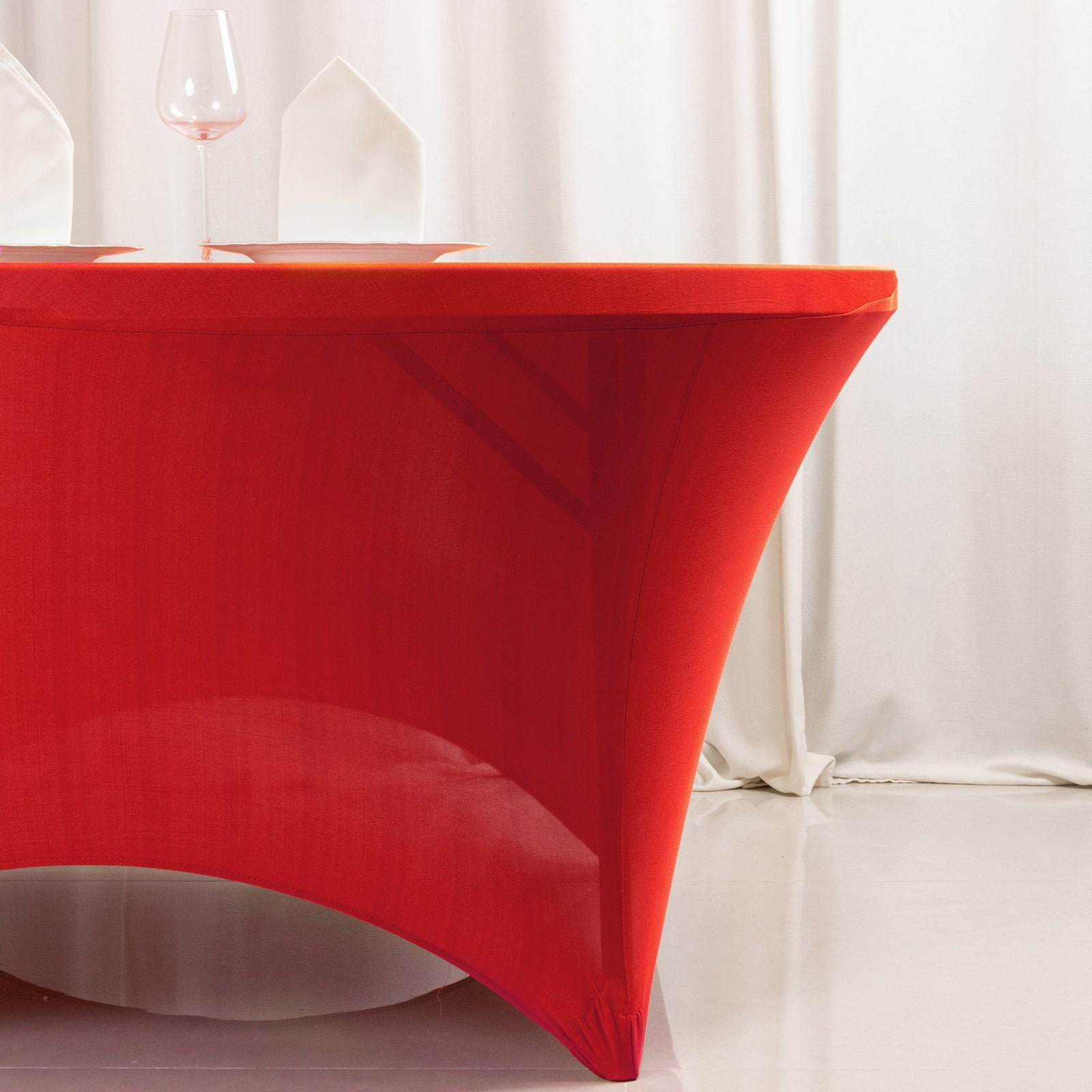 Red 5ft Stretch Spandex Round Tablecloth - Durable & Form-Fitting