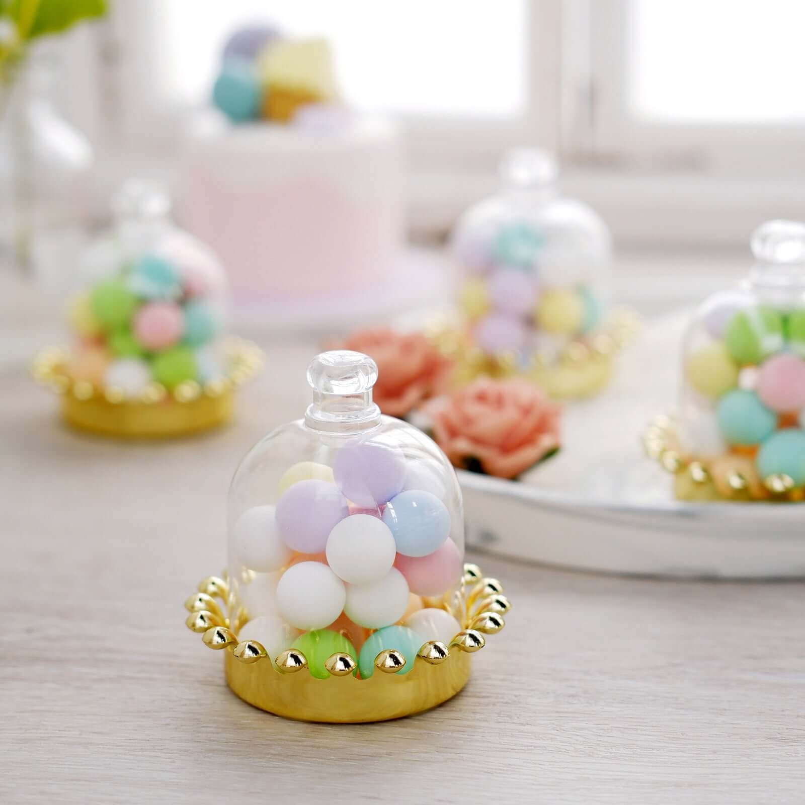 12-Pack Gold & Clear Mini Crown Plastic Treats Party Favor Boxes - Perfect for Special Events