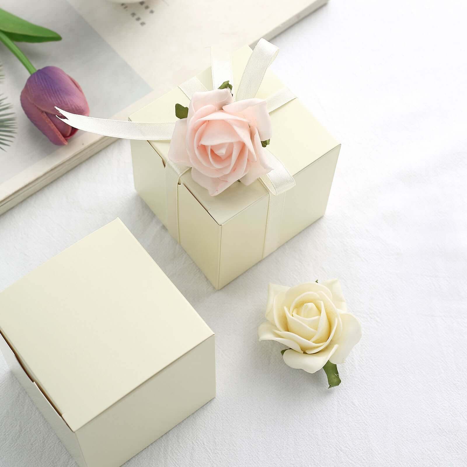 100-Pack of DIY Ivory Party and Shower Favor Candy Gift Boxes - Perfect for Any Occasion!