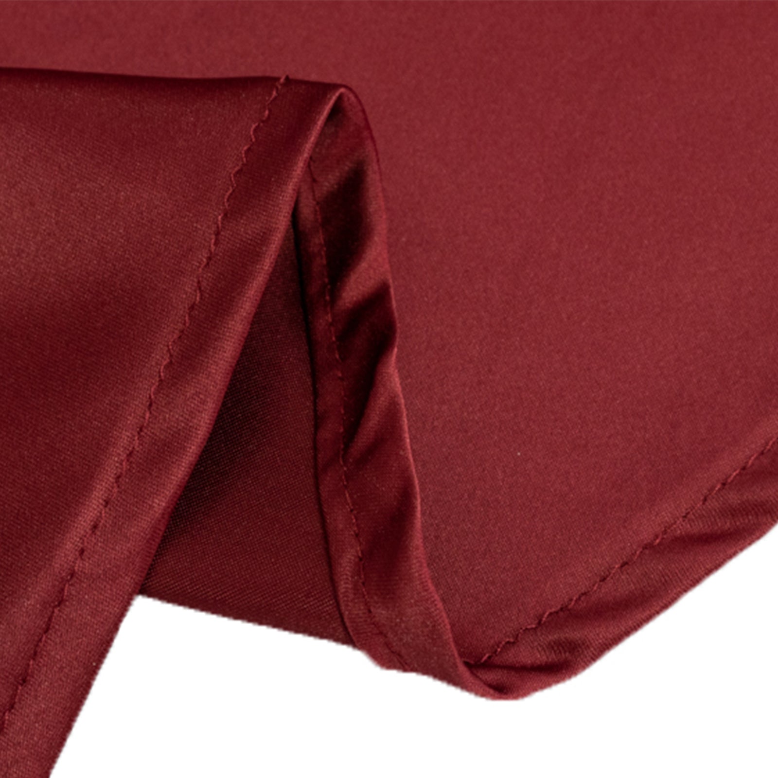 Premium Lamour Satin 120-Inch Round Burgundy Tablecloth - Seamless with Soft Sheen