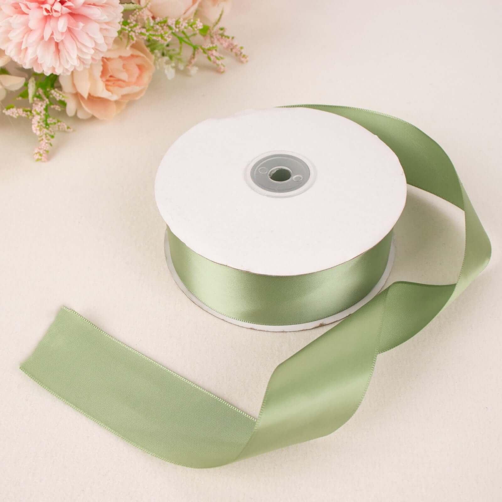 Hot! 50 Yards 1.5" Sage Green Single - Face Decorative Satin Ribbon