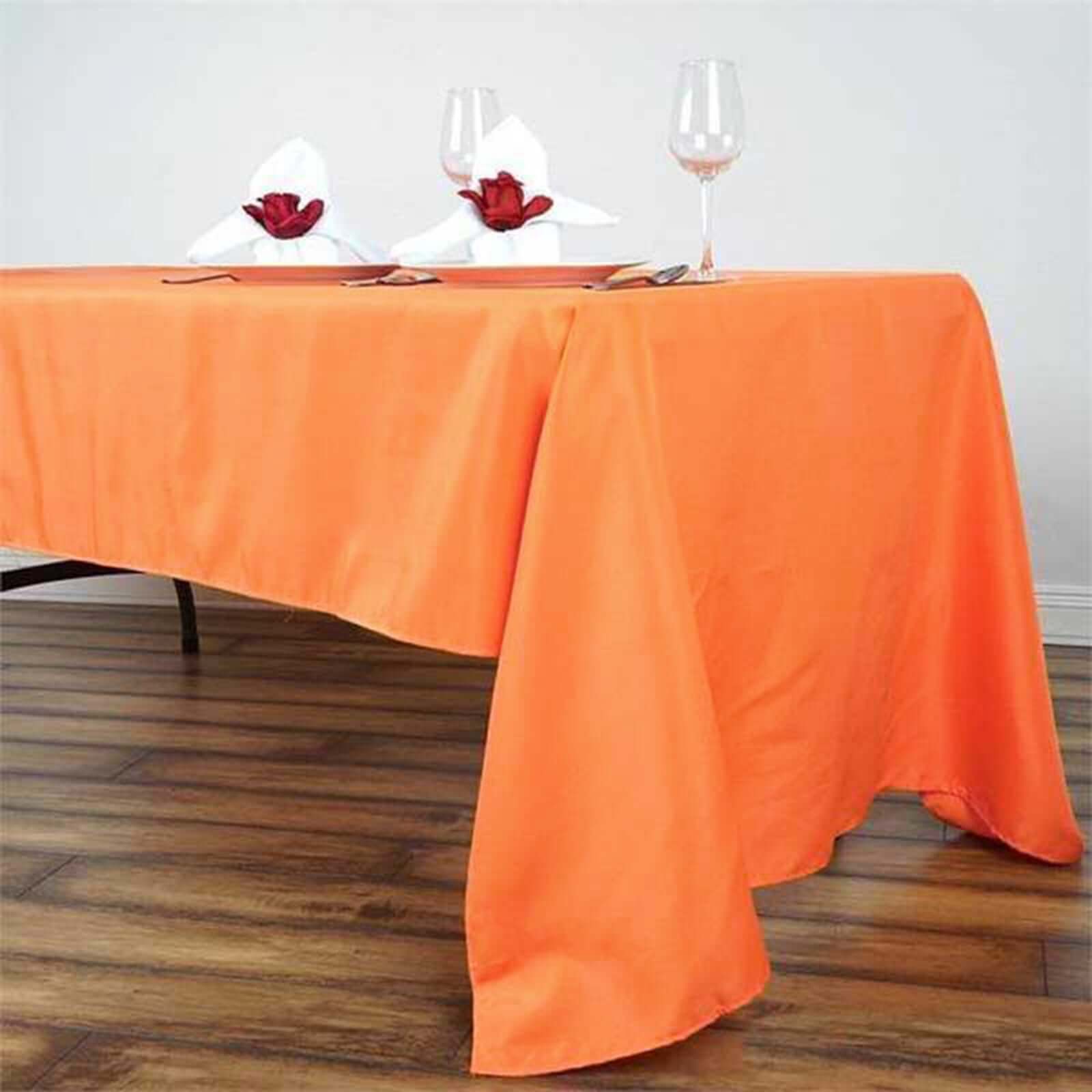Hot Sale! Orange 60x126 Rectangle Polyester Tablecloth - Wrinkle-Free Table Cover