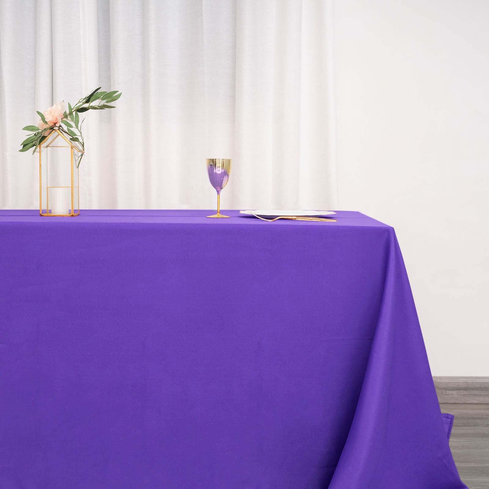 Purple 90x132 Polyester Seamless Wrinkle-Resistant Rectangle Tablecloth - Great Deal!