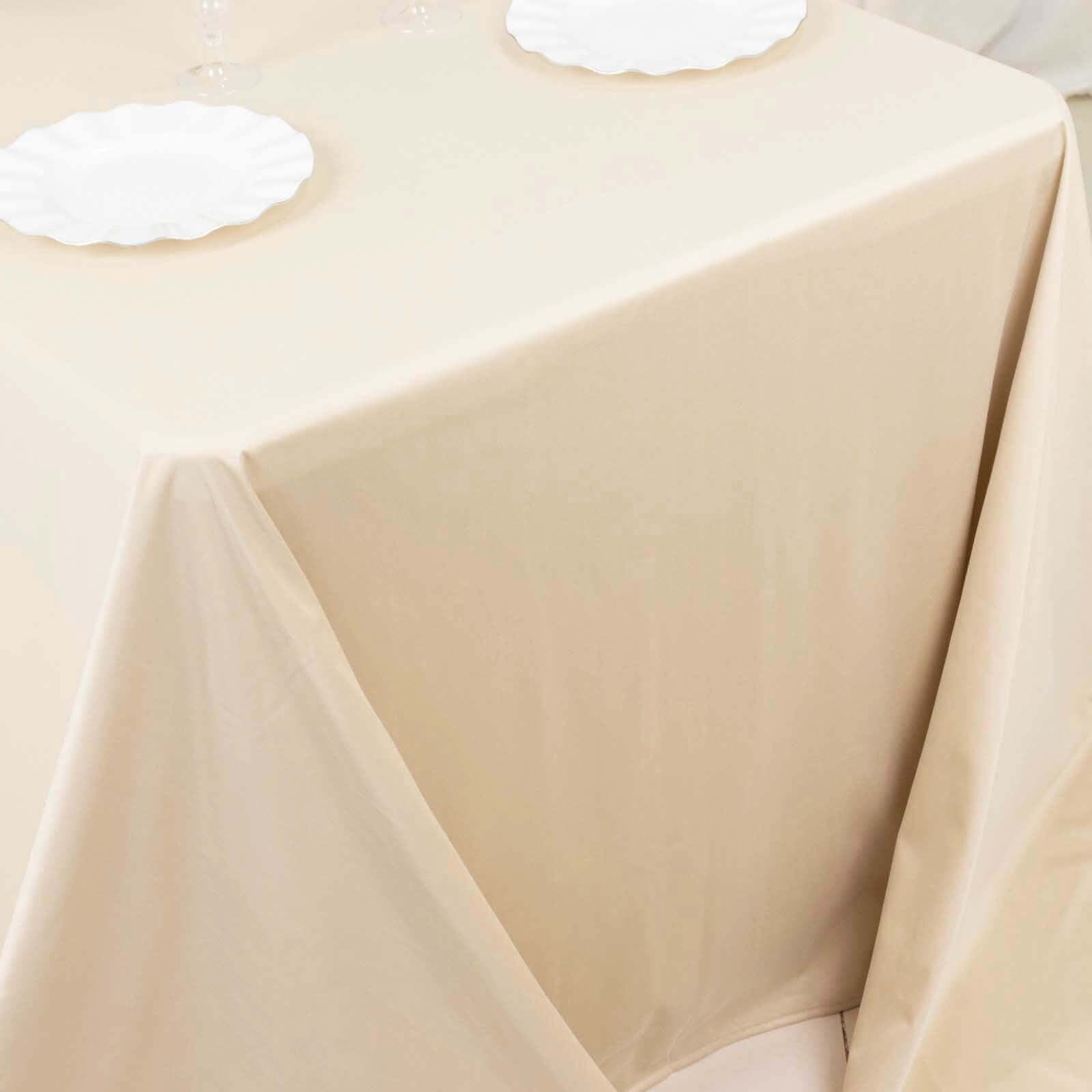 Exclusive Beige Scuba Polyester Wrinkle-Free & Stain-Resistant 90x132 Tablecloth