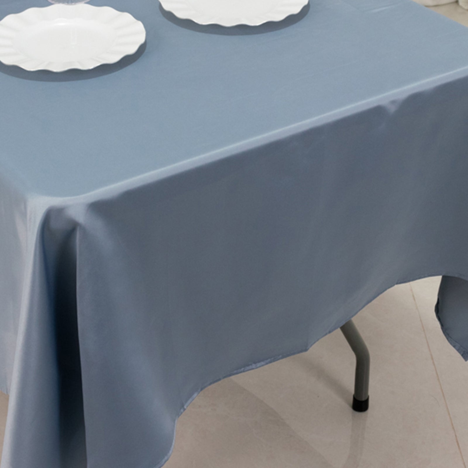 Hot Deal! Durable & Silky Lamour Satin Rectangle Tablecloth in Dusty Blue (60x102)
