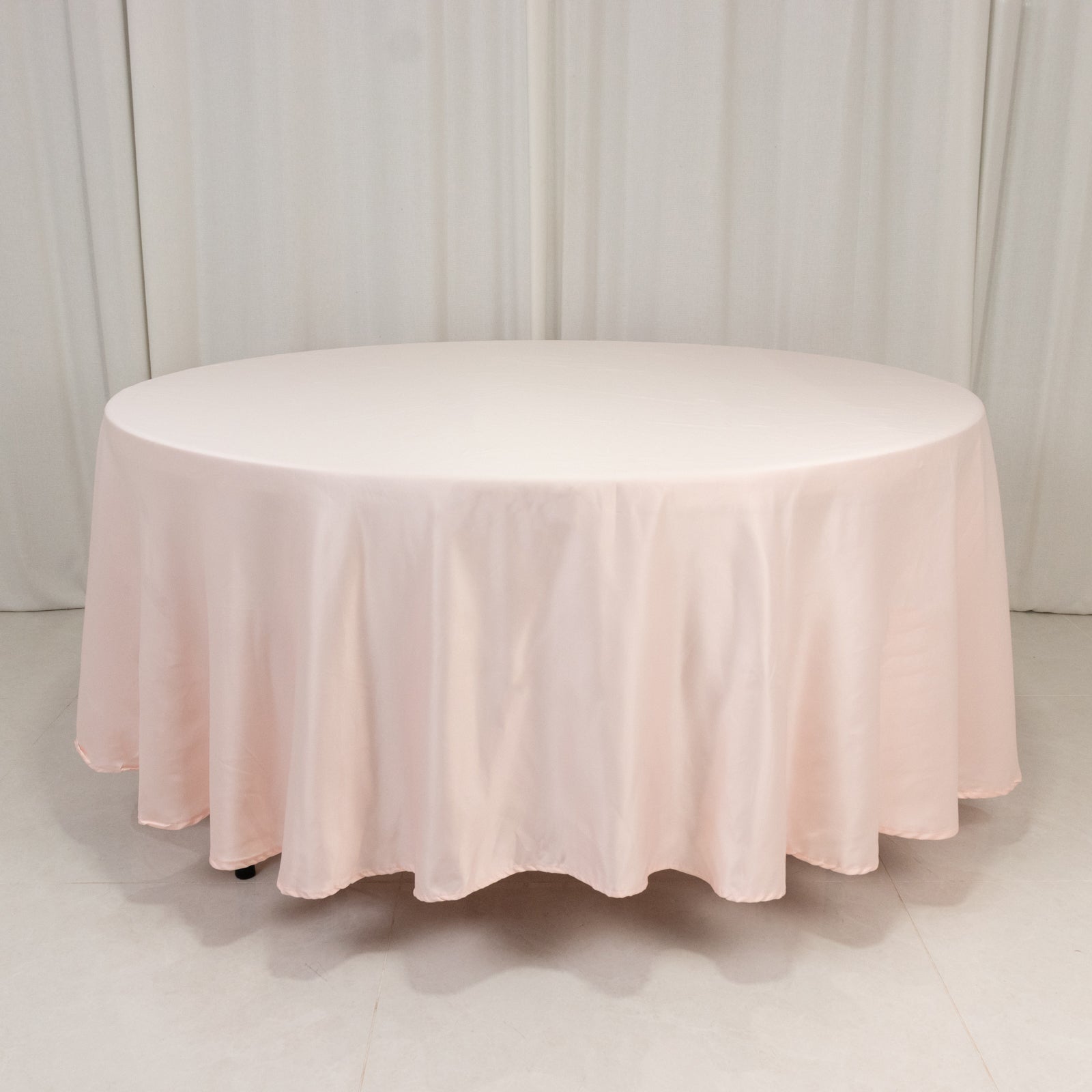 Durable Silk-Like Blush Lamour Satin 108-Inch Round Tablecloth