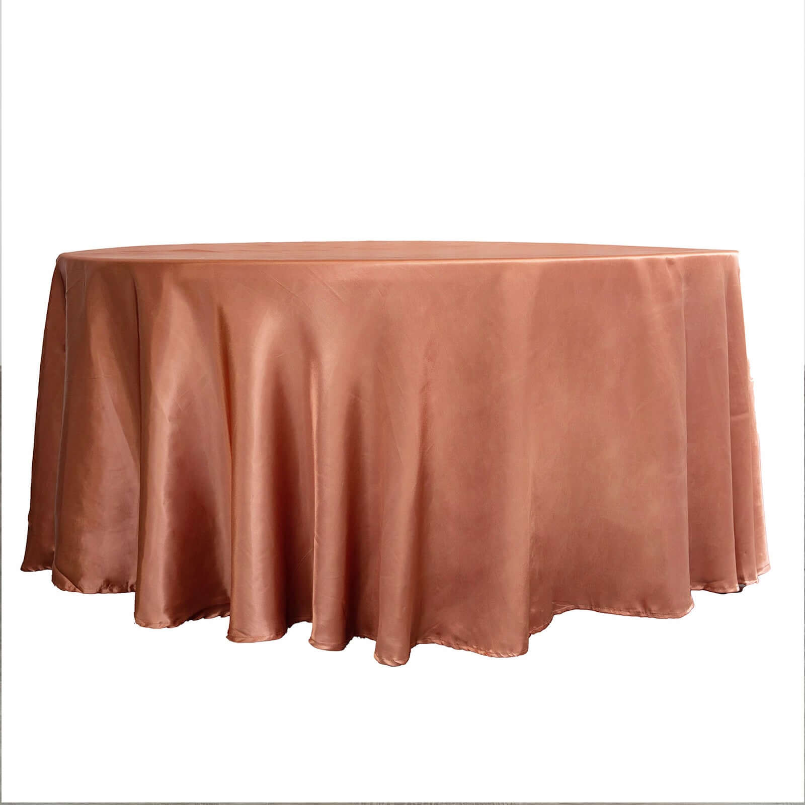 Stylish Seamless 120' Round Terracotta (Rust) Satin Tablecloth