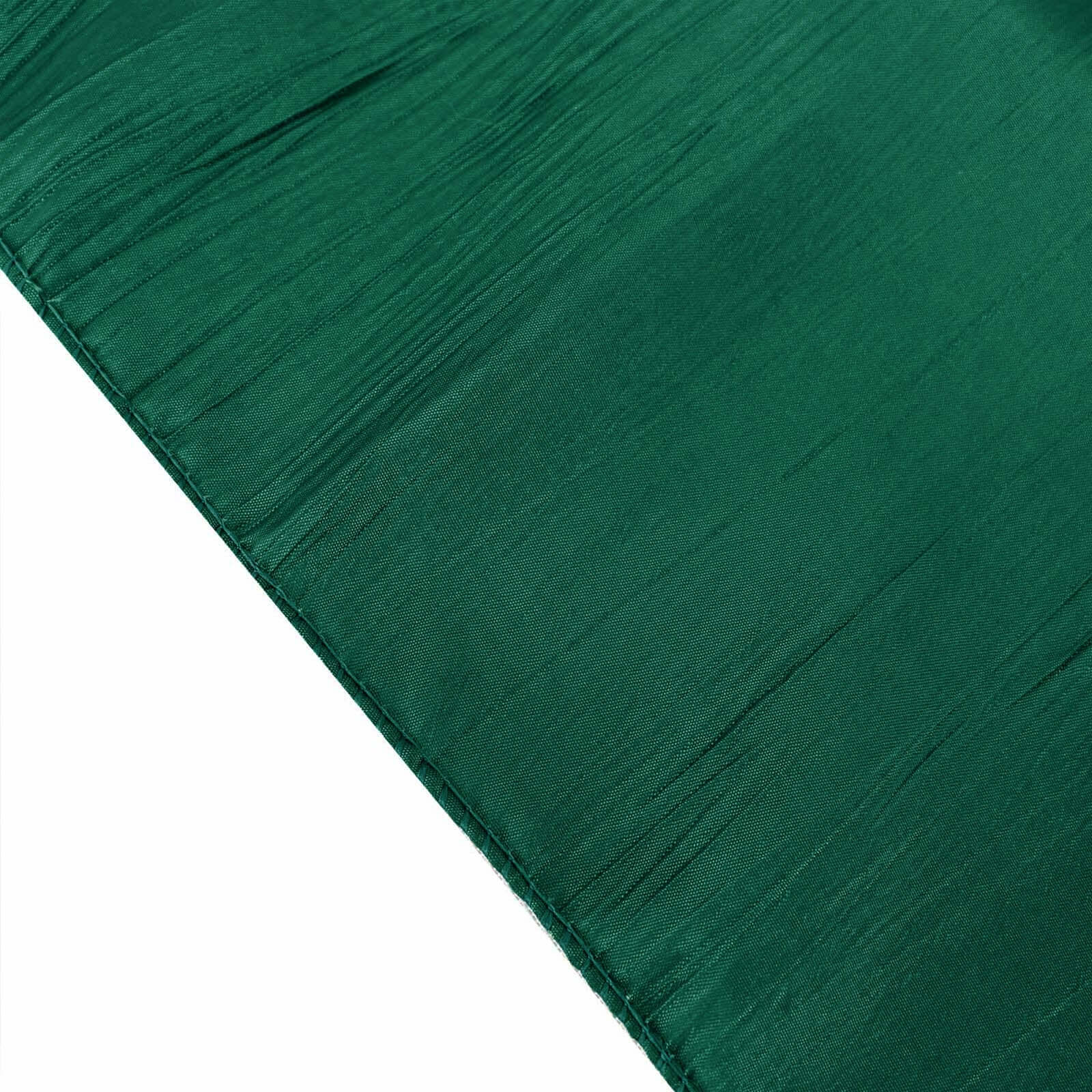 Hunter Emerald Green Seamless Accordion Crinkle Taffeta Round Tablecloth - 132 Inches