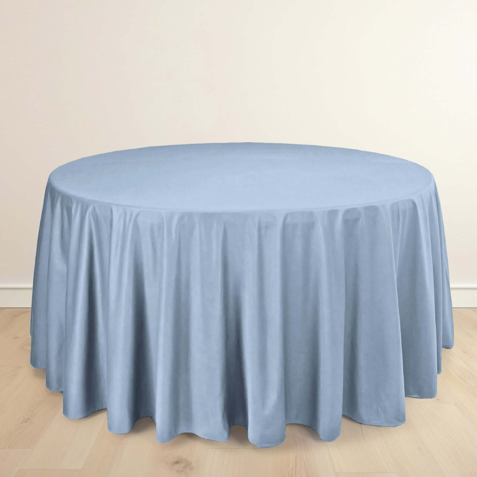 Exclusive Dusty Blue 120' Scuba Round Tablecloth - Wrinkle & Stain Free
