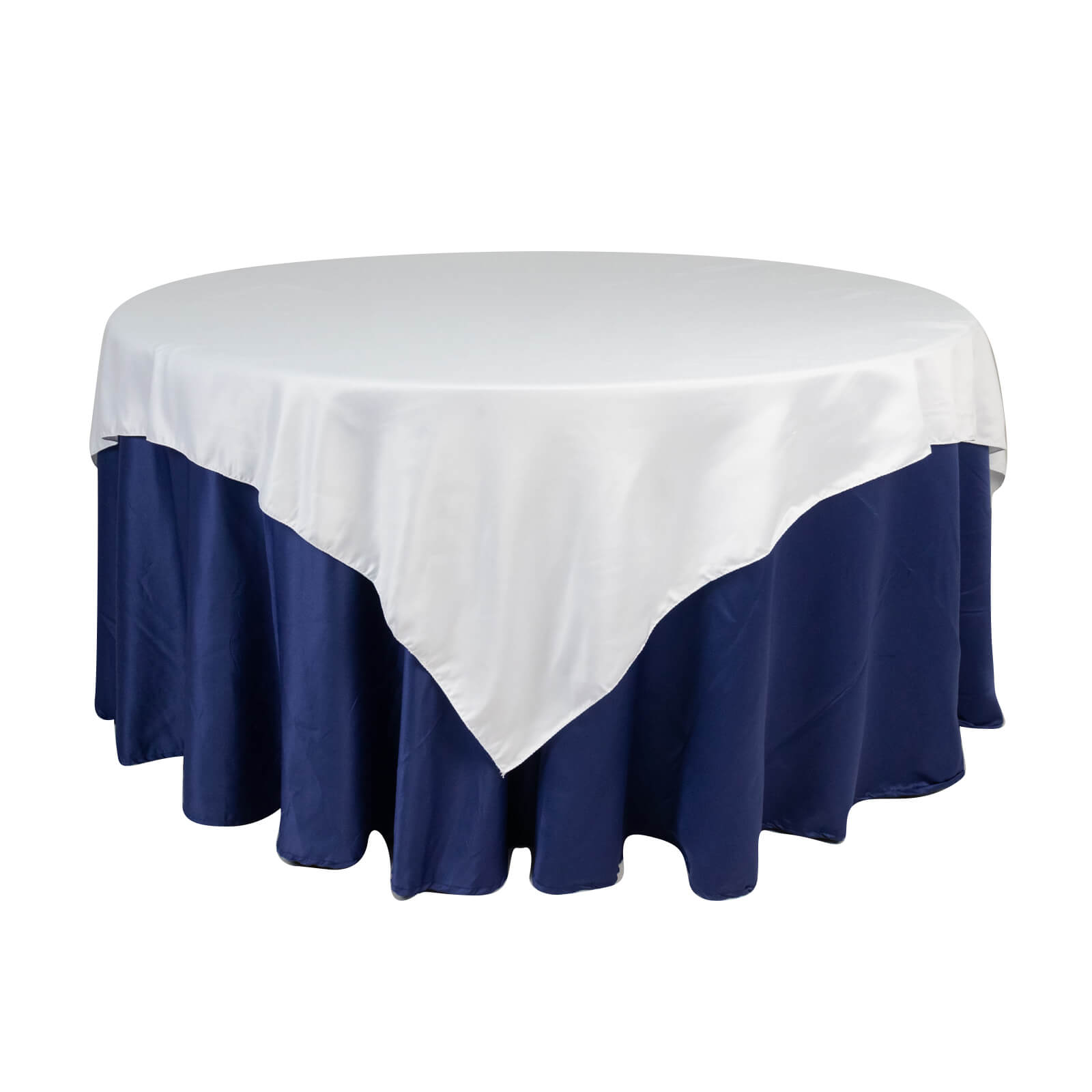 Luxury White Lamour Satin 72x72 Square Table Overlay for Special Events