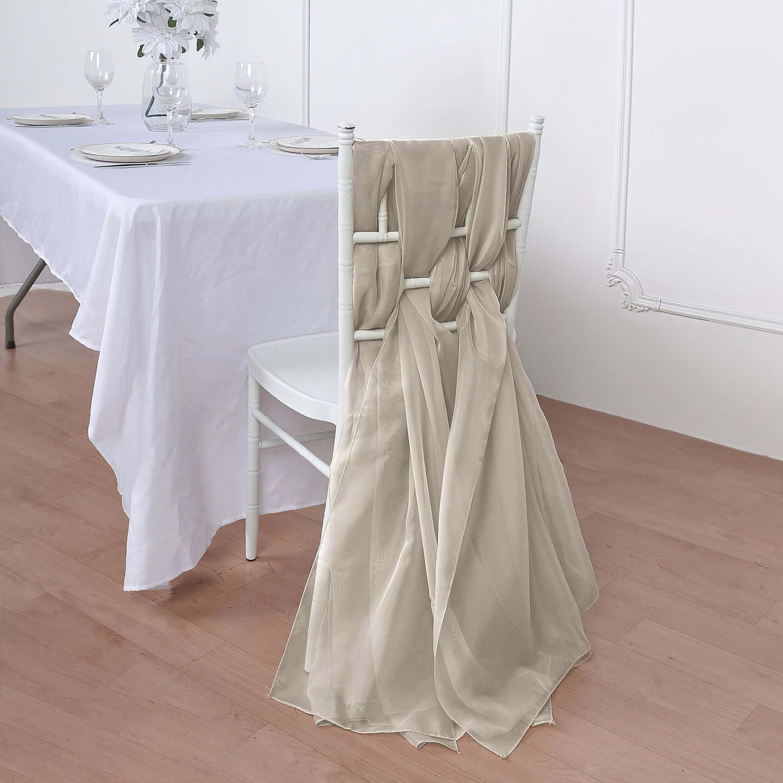 Exclusive 5-Pack Natural Chiffon Chair Sashes - 22x78
