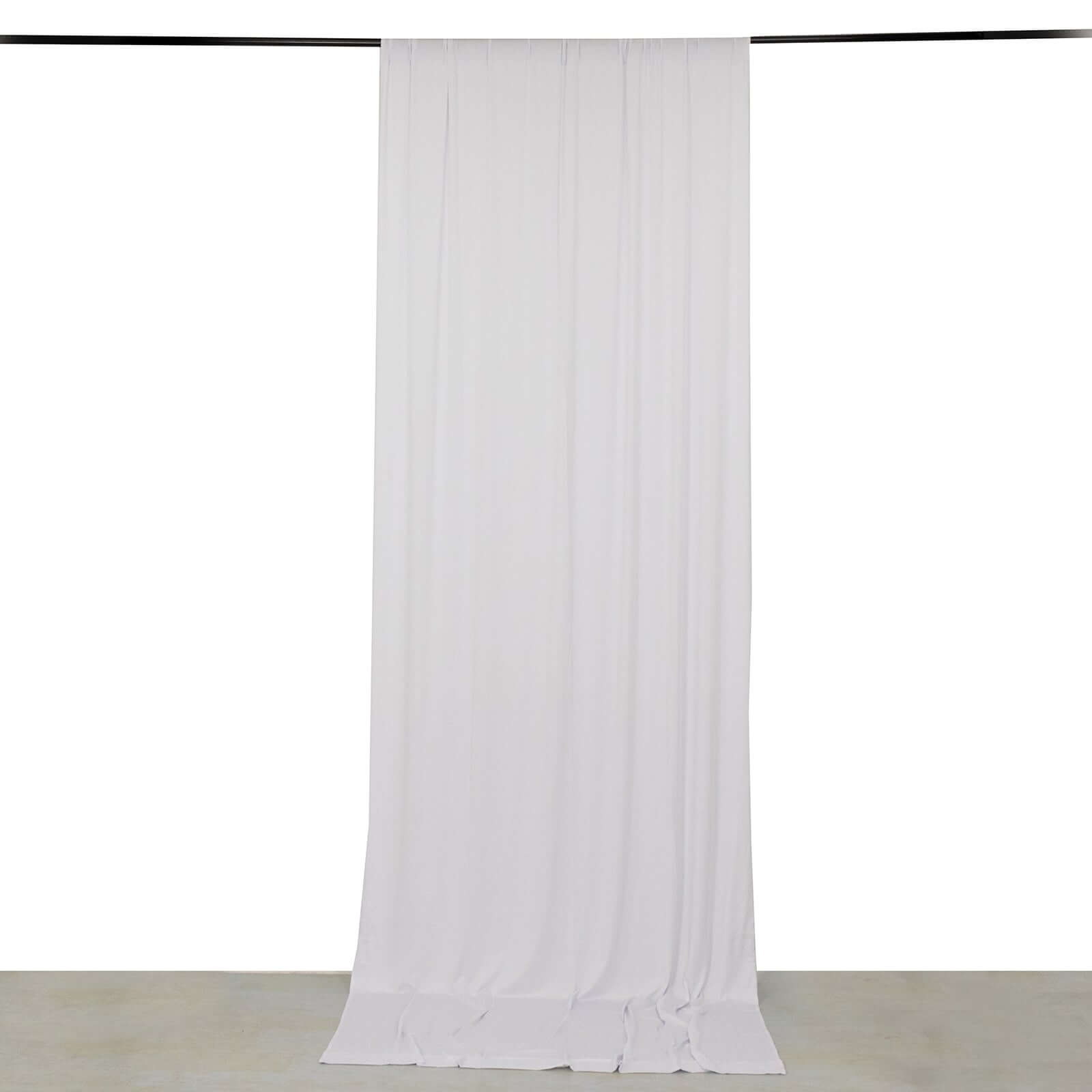 Hot Sale! 5ftx12ft White Wrinkle-Free 4-Way Stretch Spandex Event Backdrop Curtains with Rod Pockets